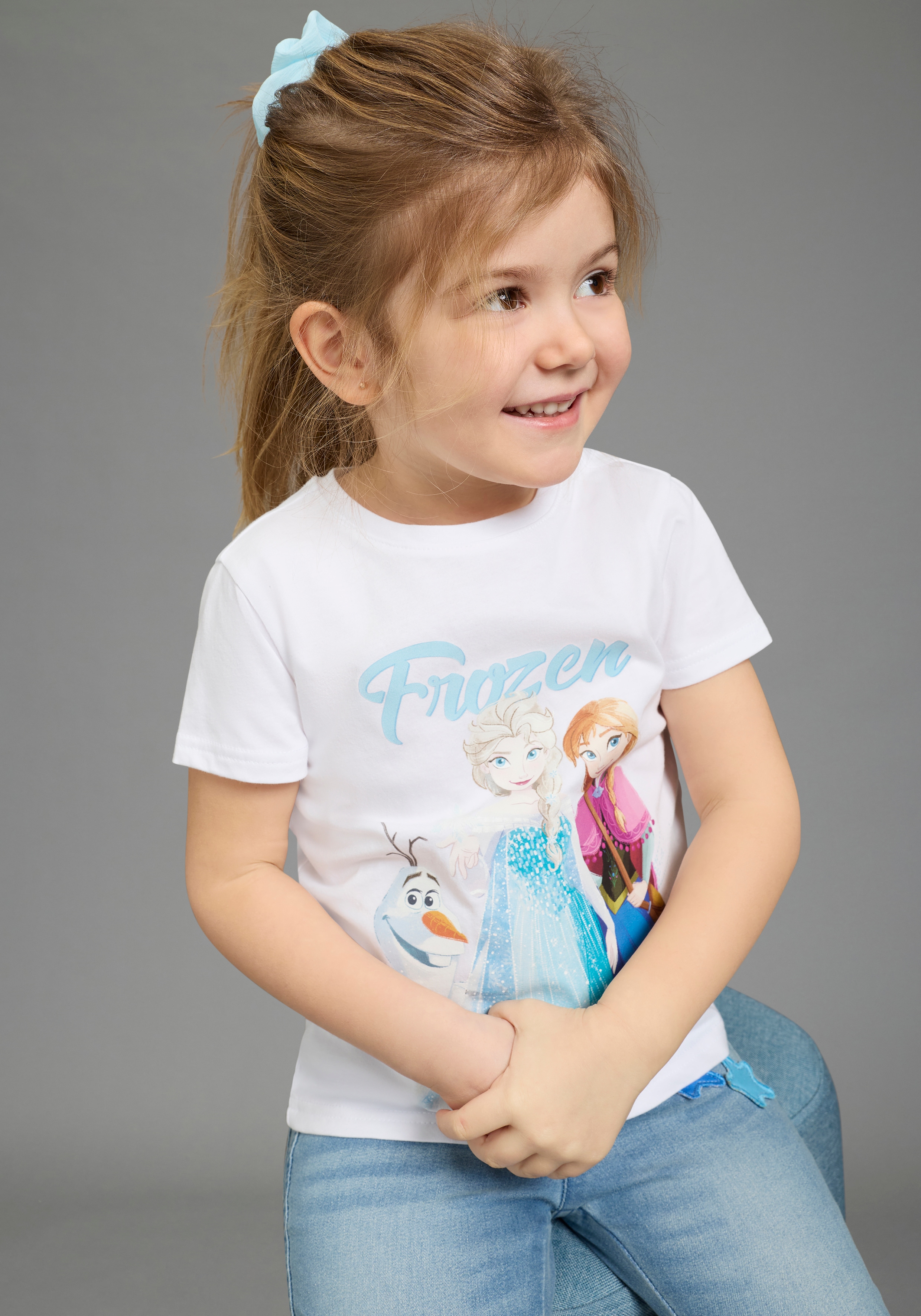 KIDSWORLD T-Shirt "FROZEN: ELSA & ANNA - Disney Shirt" Kurzarm, Rundhalsausschnitt, bedrucktes Single Jersey