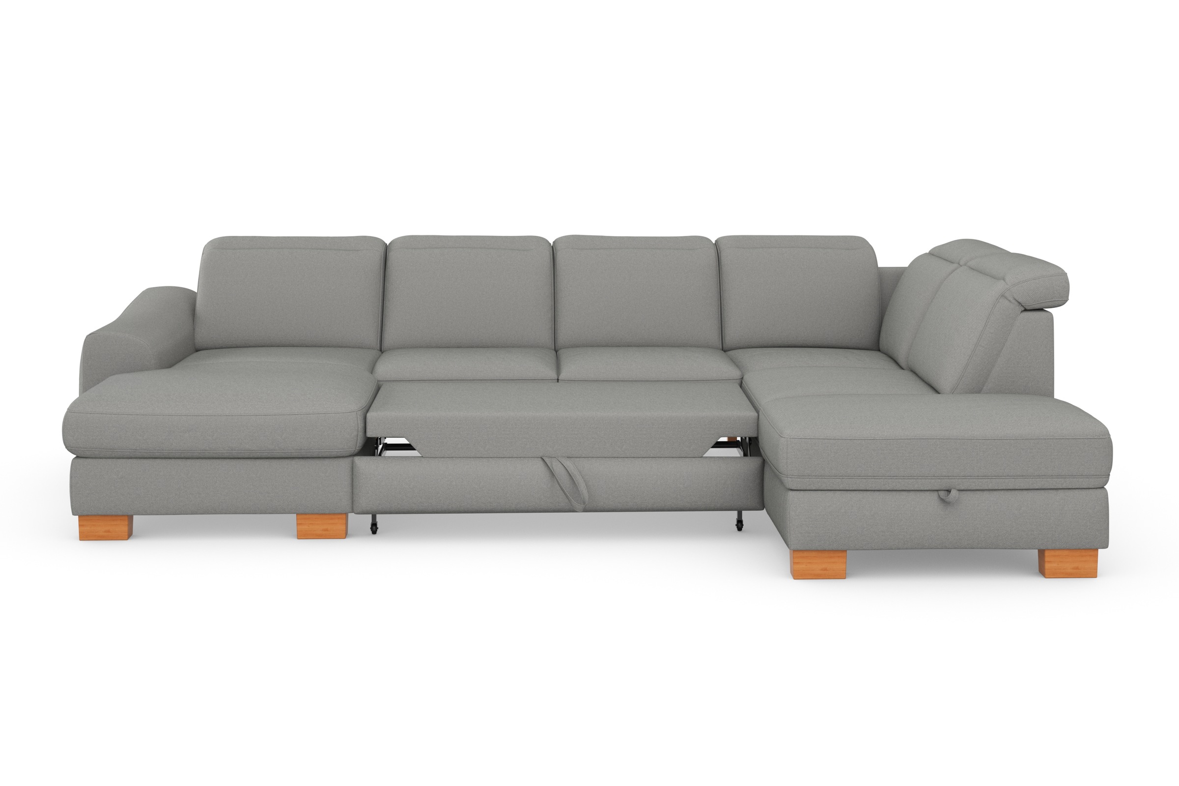 Wohnlandschaft SIT & MORE "Dundee U-Form", silber, B:338cm H:86cm T:219cm, Sofas, Wohnlandschaft, mit Federkern und Massivholzfüßen, wahlweise mit Kopfteilverstellung 8
