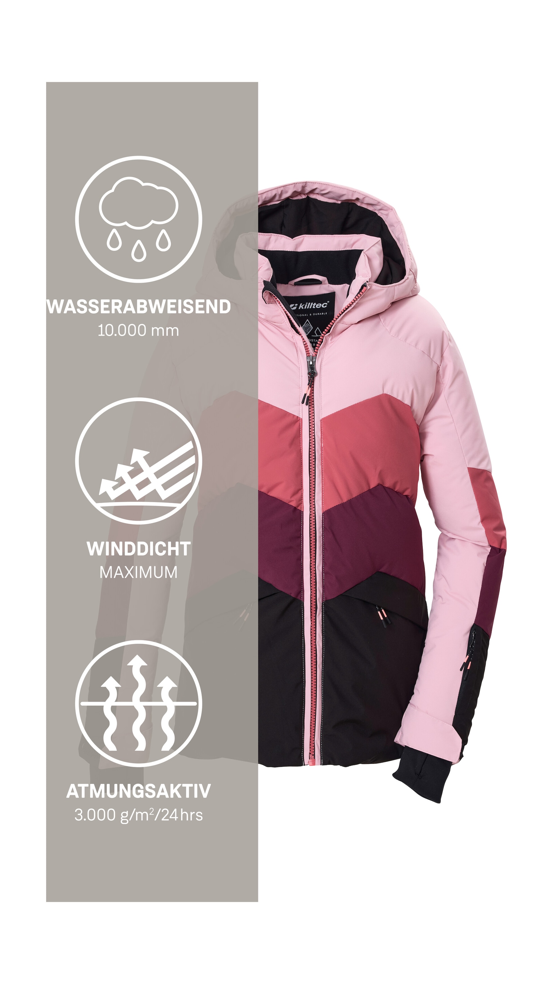 Killtec Skijacke »KSW 195 GRLS SKI JCKT« Winddichte, wasserabweisende Kinder-Ski-Steppjacke mit Schneefang