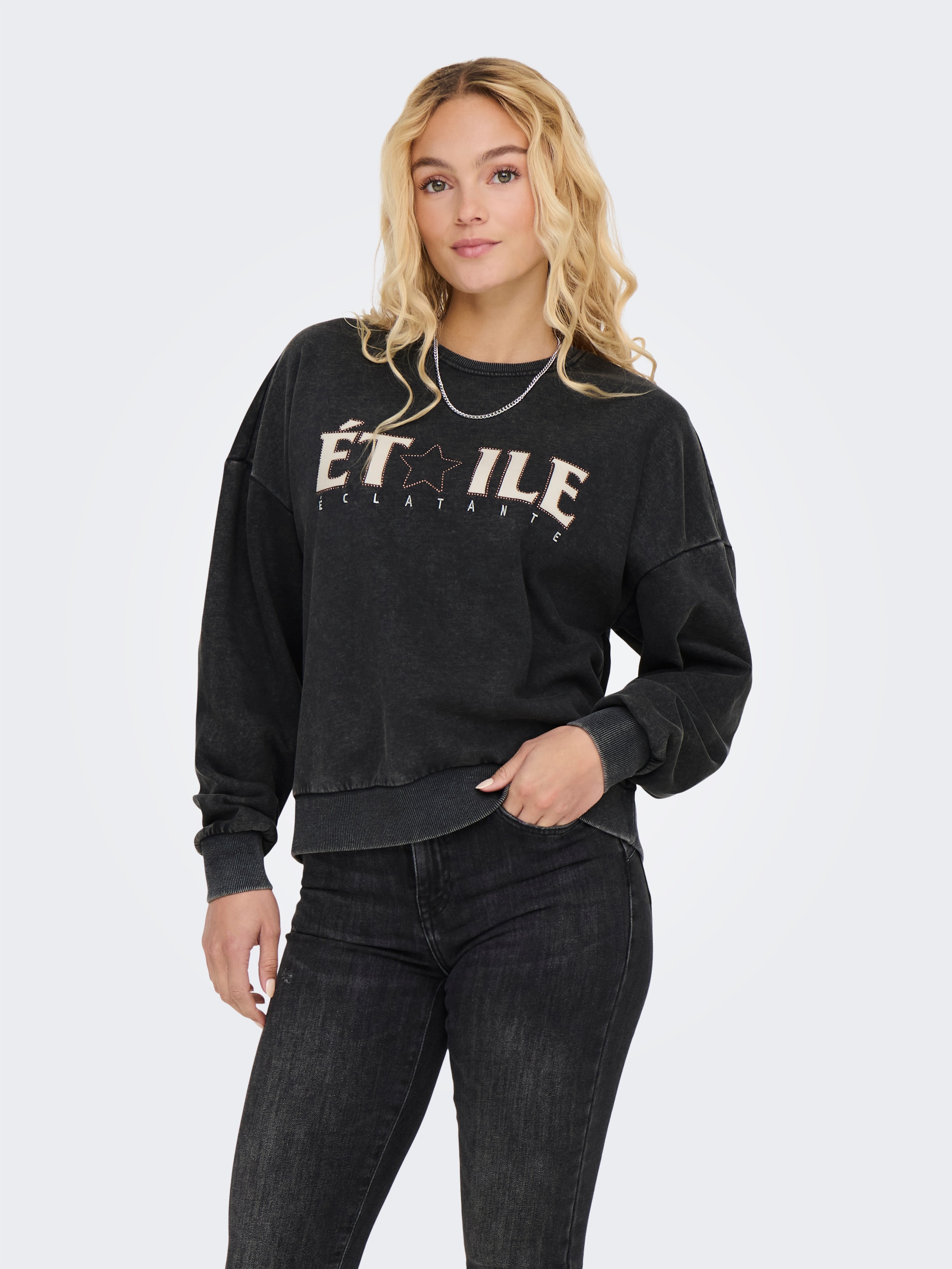ONLY Sweatshirt »ONLPENELOPE L/S BEADS O-NECK SWT«