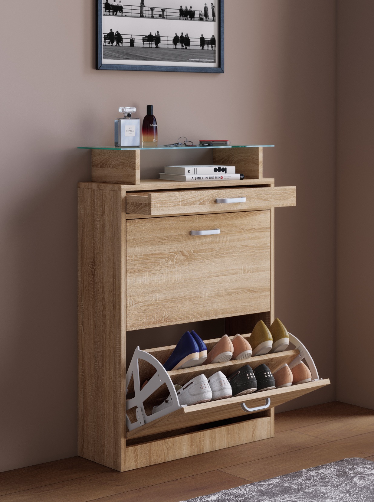 VCM Schuhschrank »Holz Schuhschrank Schuhkipper Klappen Sipos M«