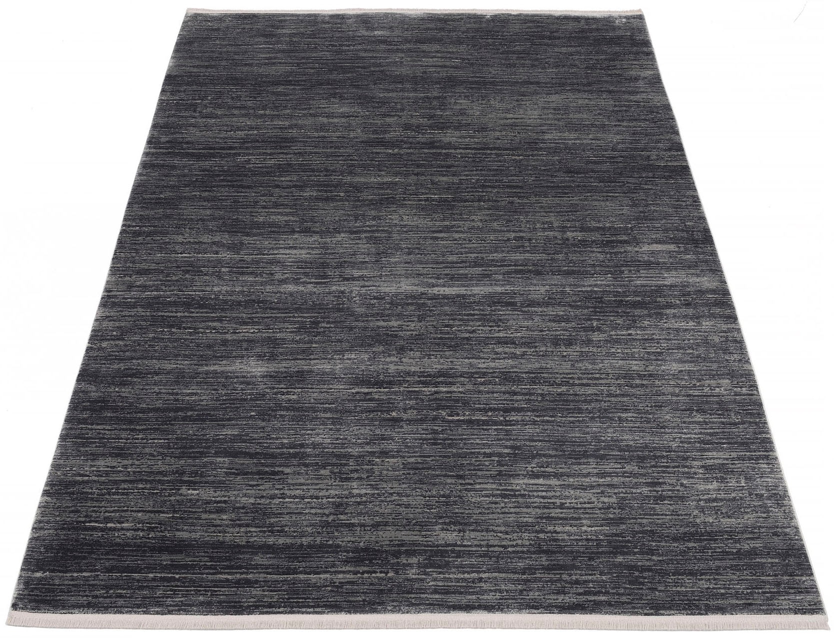Teppich OCI DIE TEPPICHMARKE "BESTSELLER GLORY", grau (grau, dunkel), B:240cm H:8mm L:300cm, Viskose, Teppiche, Teppich, Glanz Viskose, mit Fransen, Hoch Tief Struktur, Vintage, Wohnzimmer