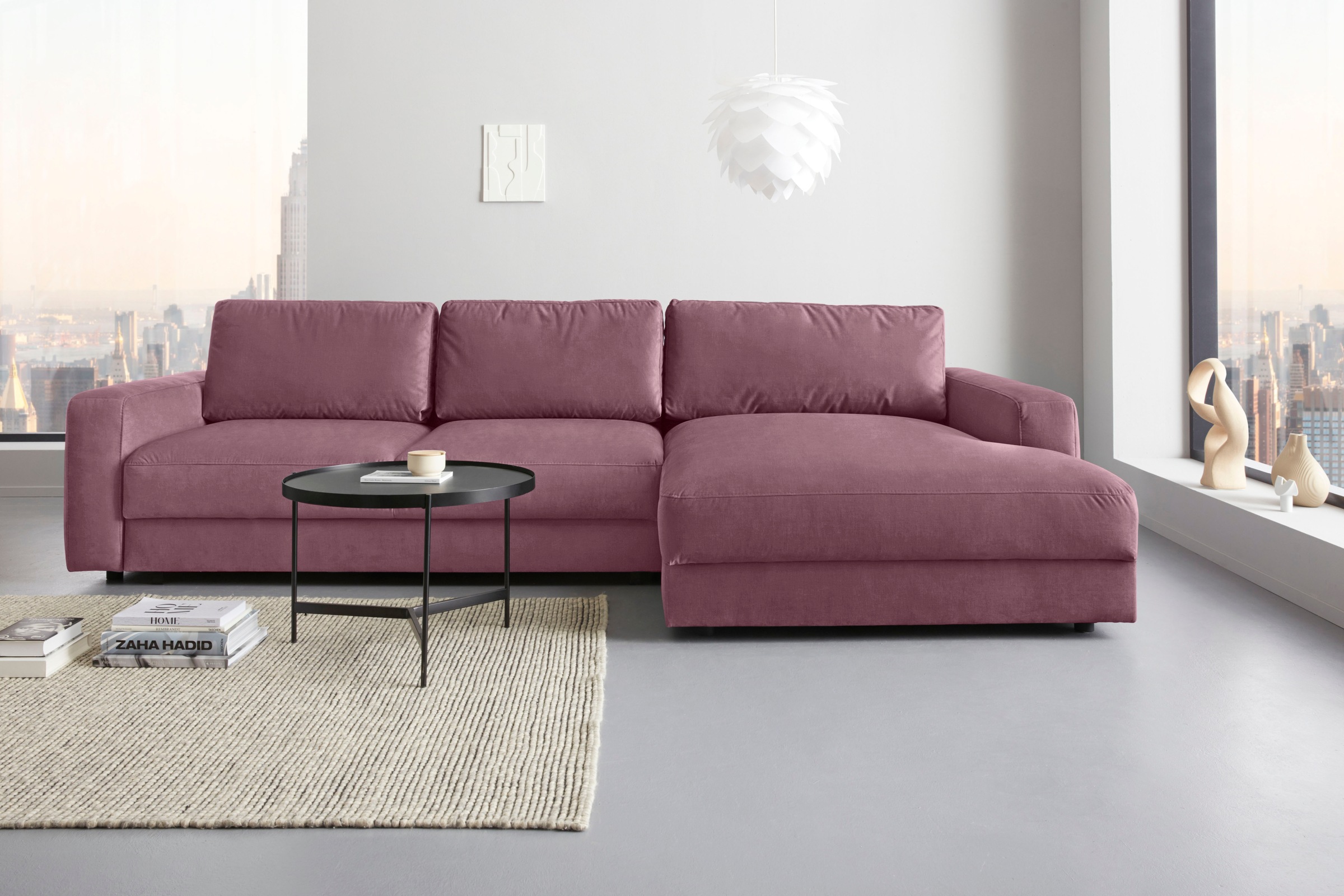 Places of Style Ecksofa »Bloomfield, L-Form«, extra tiefe Sitzfläche, wahlweise mit Sitztiefenverstellung