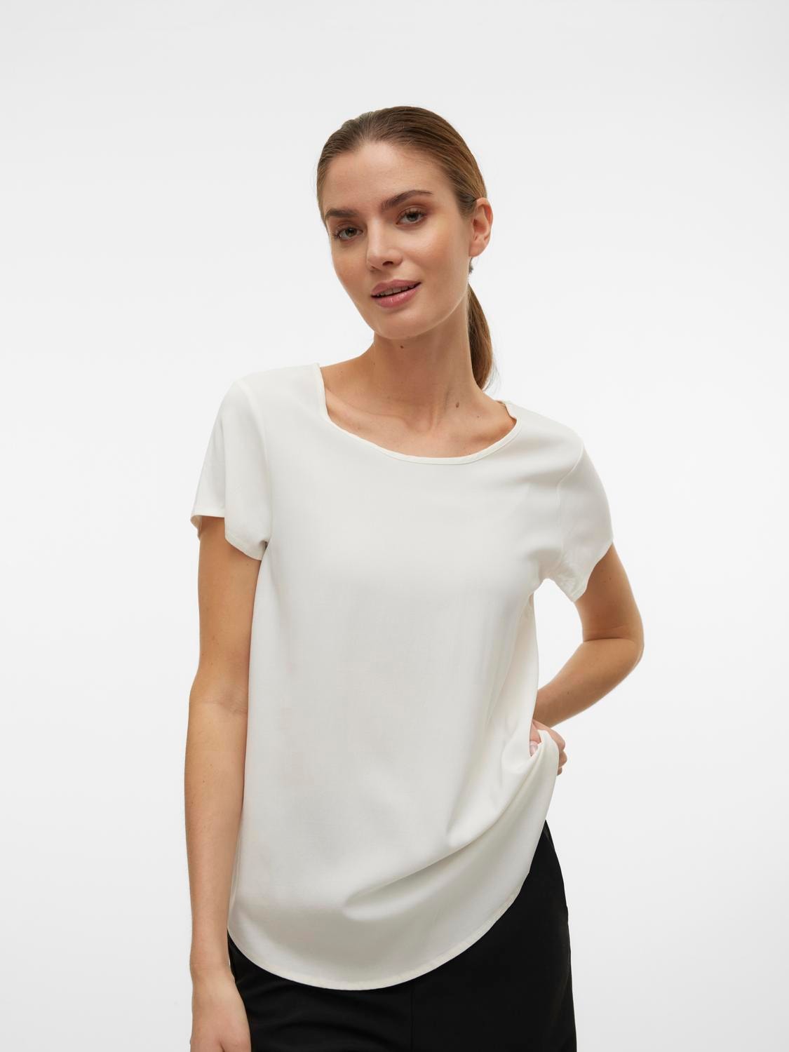 Vero Moda Blusenshirt "VMBELLA SS TOP WVN GA NOOS" Viskosemischung, abgerun günstig online kaufen