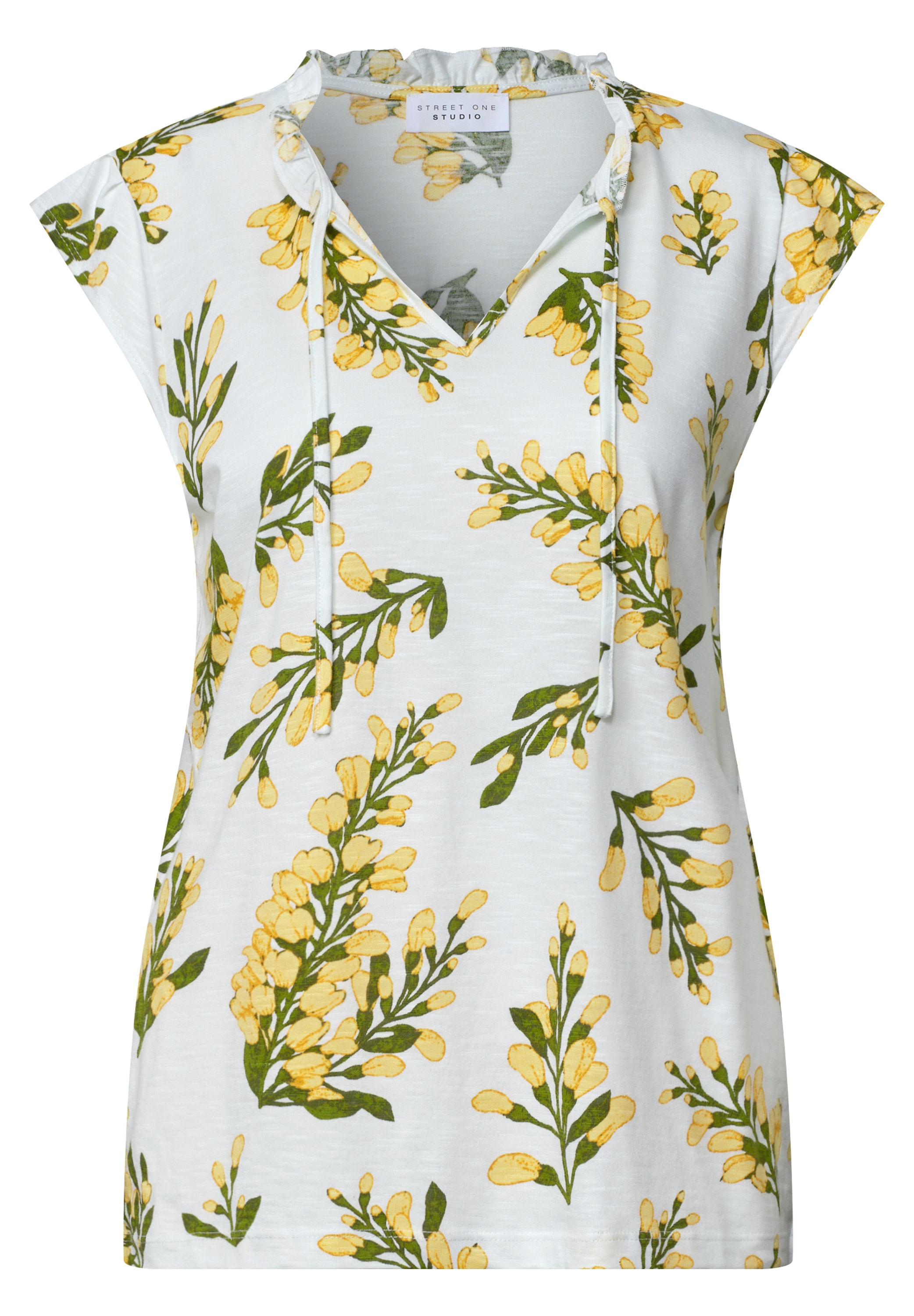 STREET ONE STUDIO Print-Shirt mit geschlitztem Rundhalsausschnitt