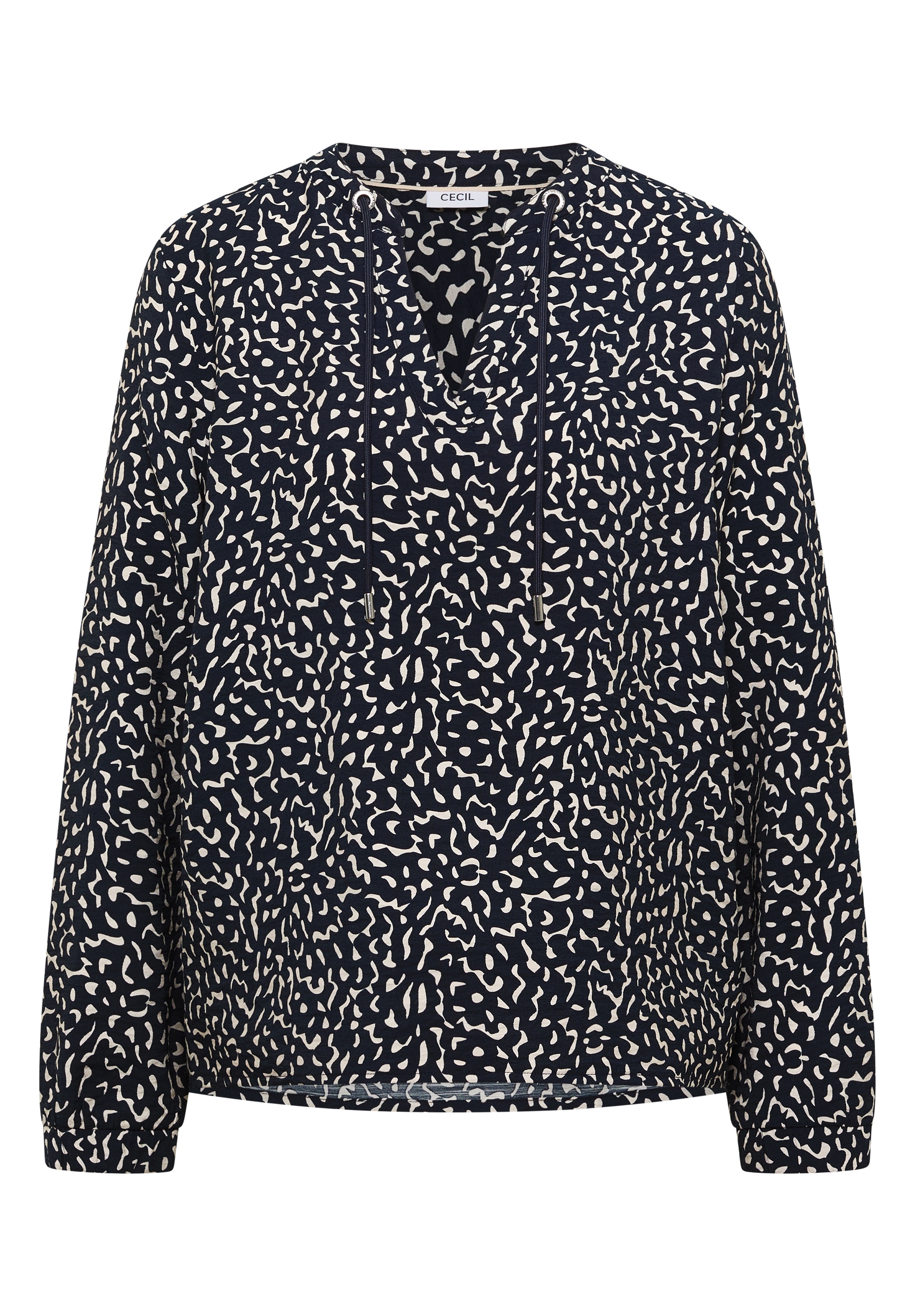 Cecil Langarmbluse mit geschlitztem Rundhalsausschnitt