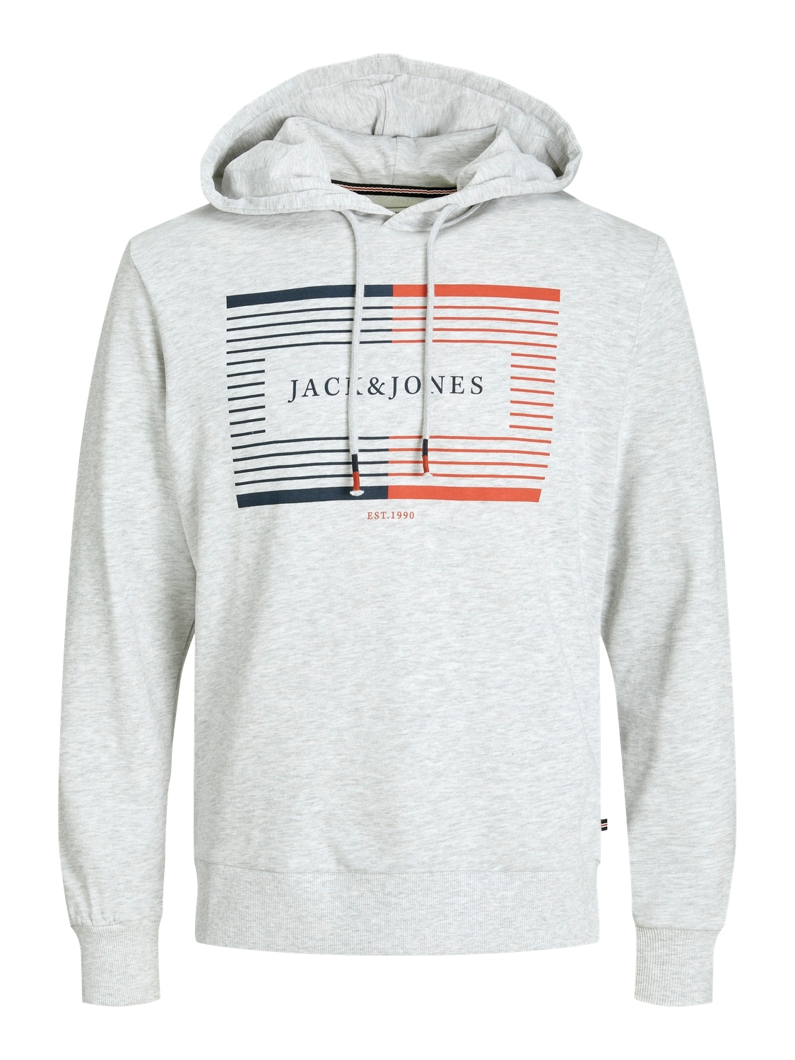 Jack & Jones Hoodie »JJCYRUS SWEAT HOOD: Komfortable Baumwollmischung mit coolem Gummidruck«, (Lässiger Hoodie: Basic Schnitt & peppiger Aufdruck), Vielseitiges Sweatshirt: Angenehme Sweatware