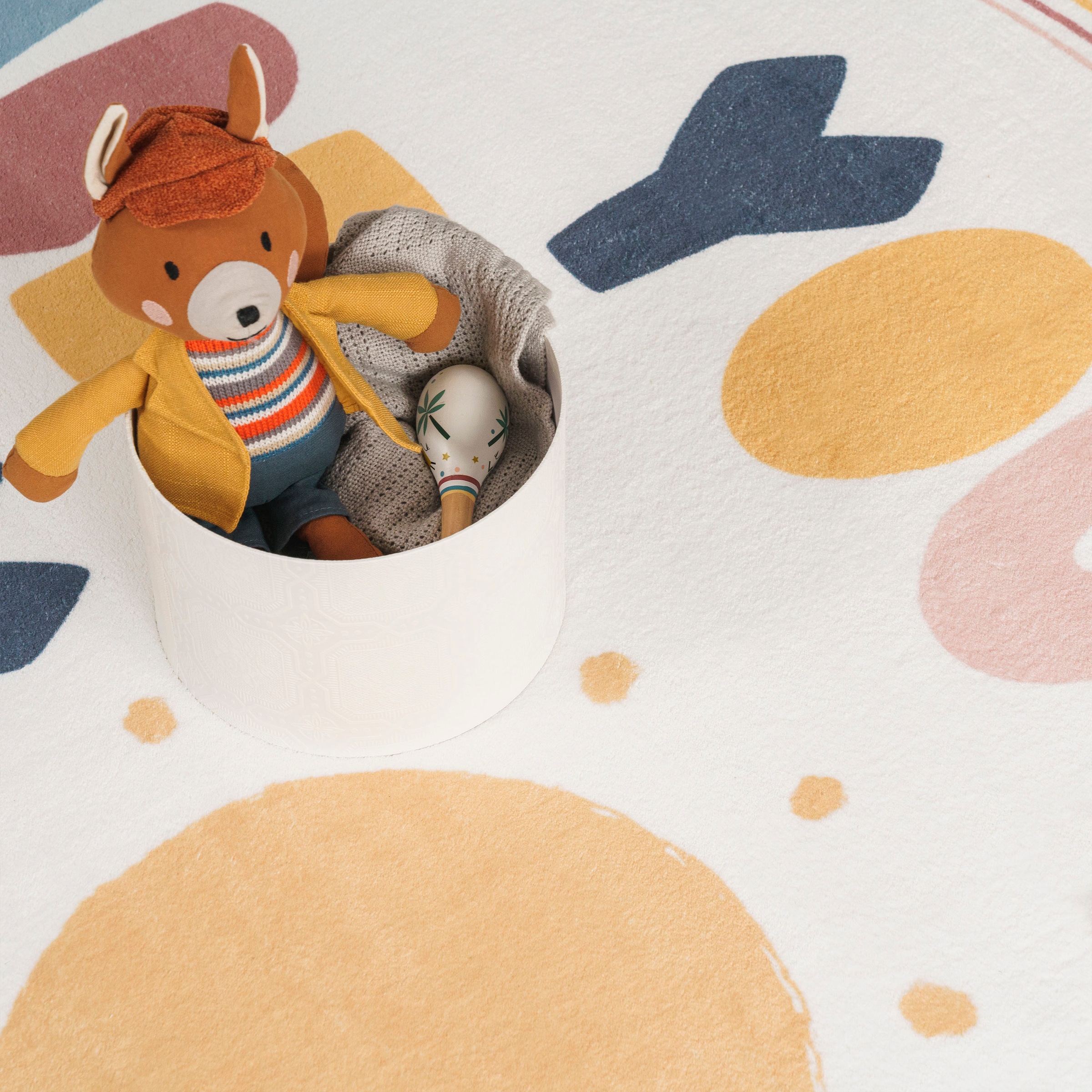 Paco Home Kinderteppich »Niloya 363«, rund, Spielteppich, Kurzflor, Motiv Sonne und Spruch, waschbar