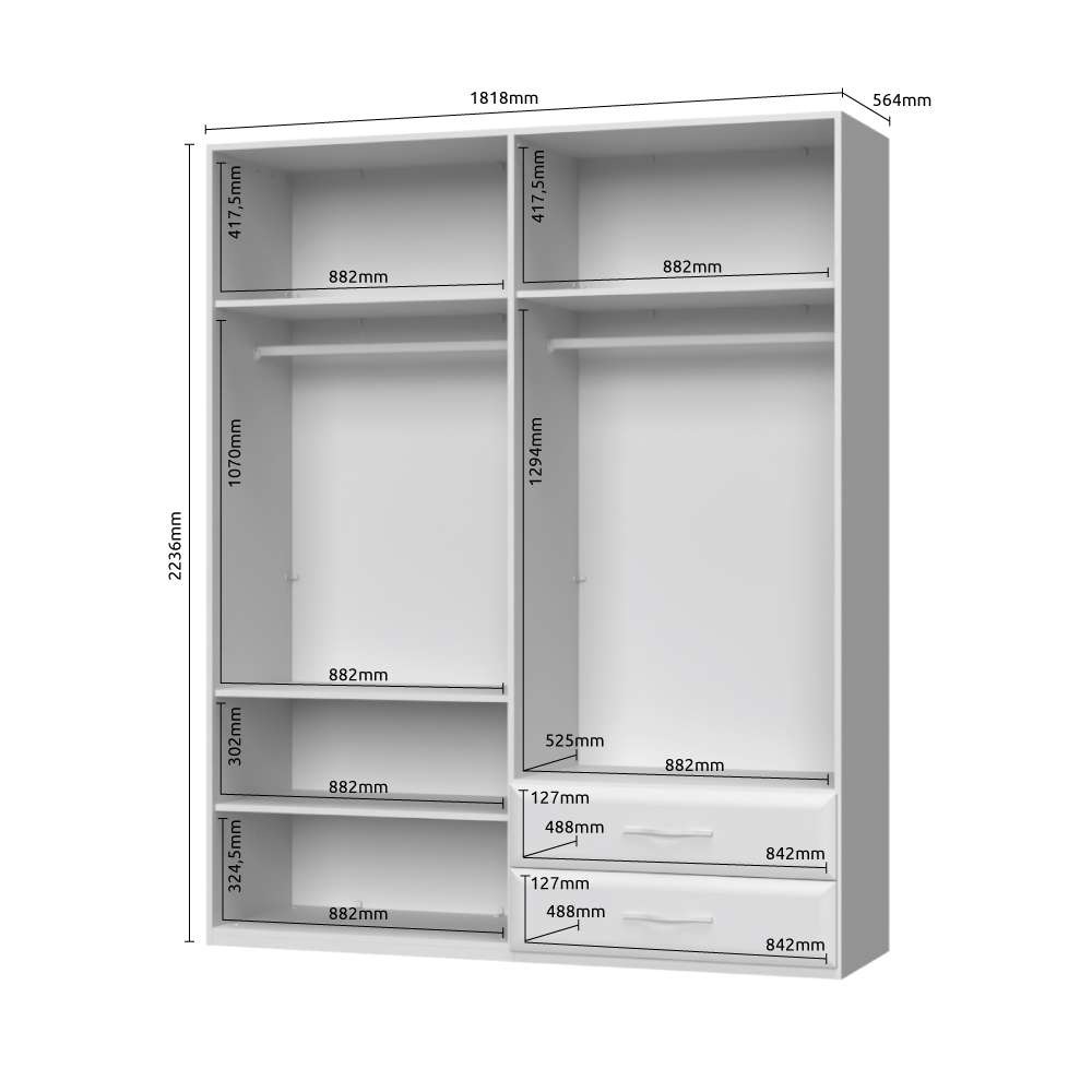 Home affaire Kleiderschrank »Gala, beige hochglänzend UV lackiert, kratzfest, FSC-zertifiziert«, (abgerundete Schubladen aus MDF im Holzdekor, soft-close), hoher Schrank (224cm), wahlweise in 3 Breiten, Made in Europe