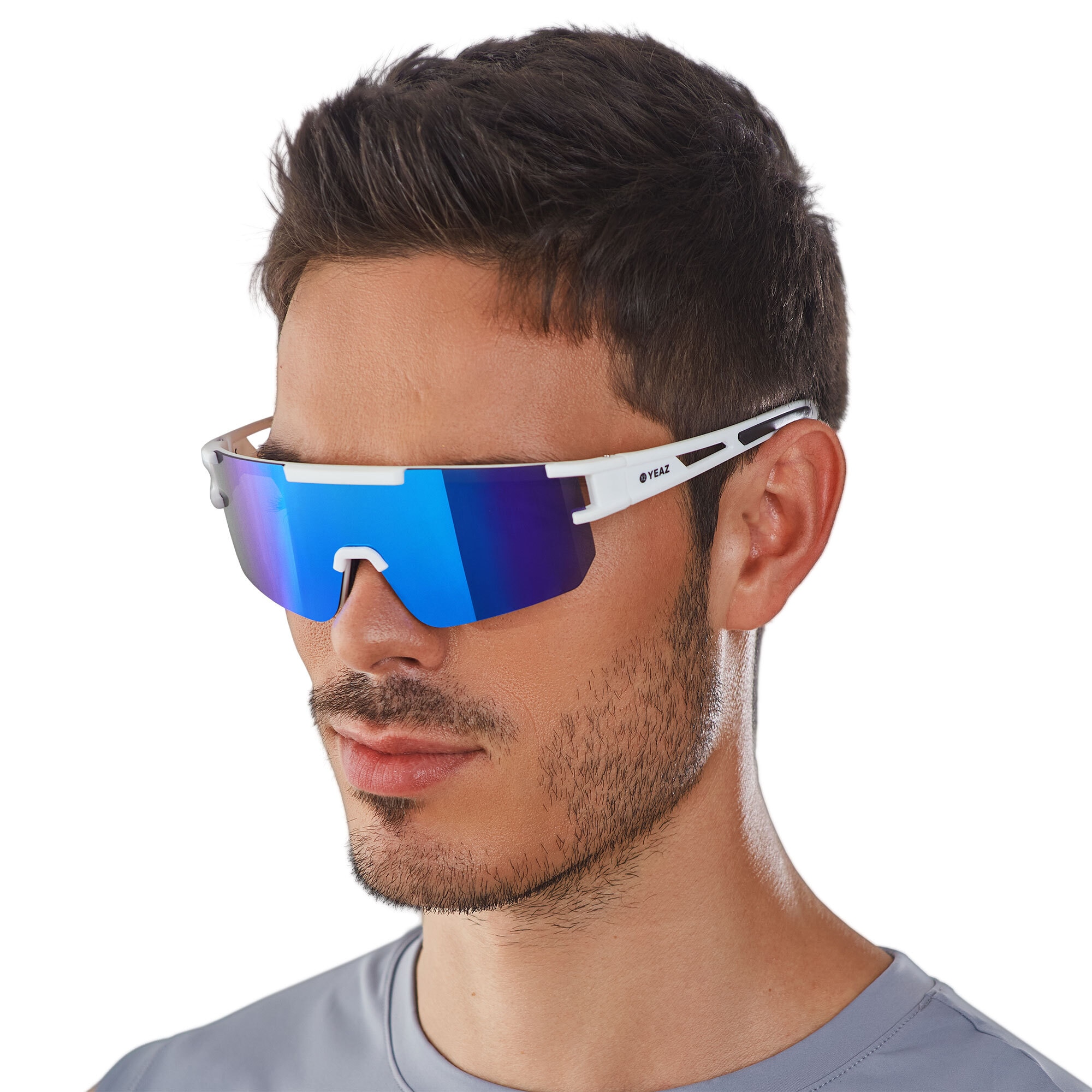 YEAZ Sportbrille »Sport-Sonnenbrille Bright White/Blue SUNSPARK«
