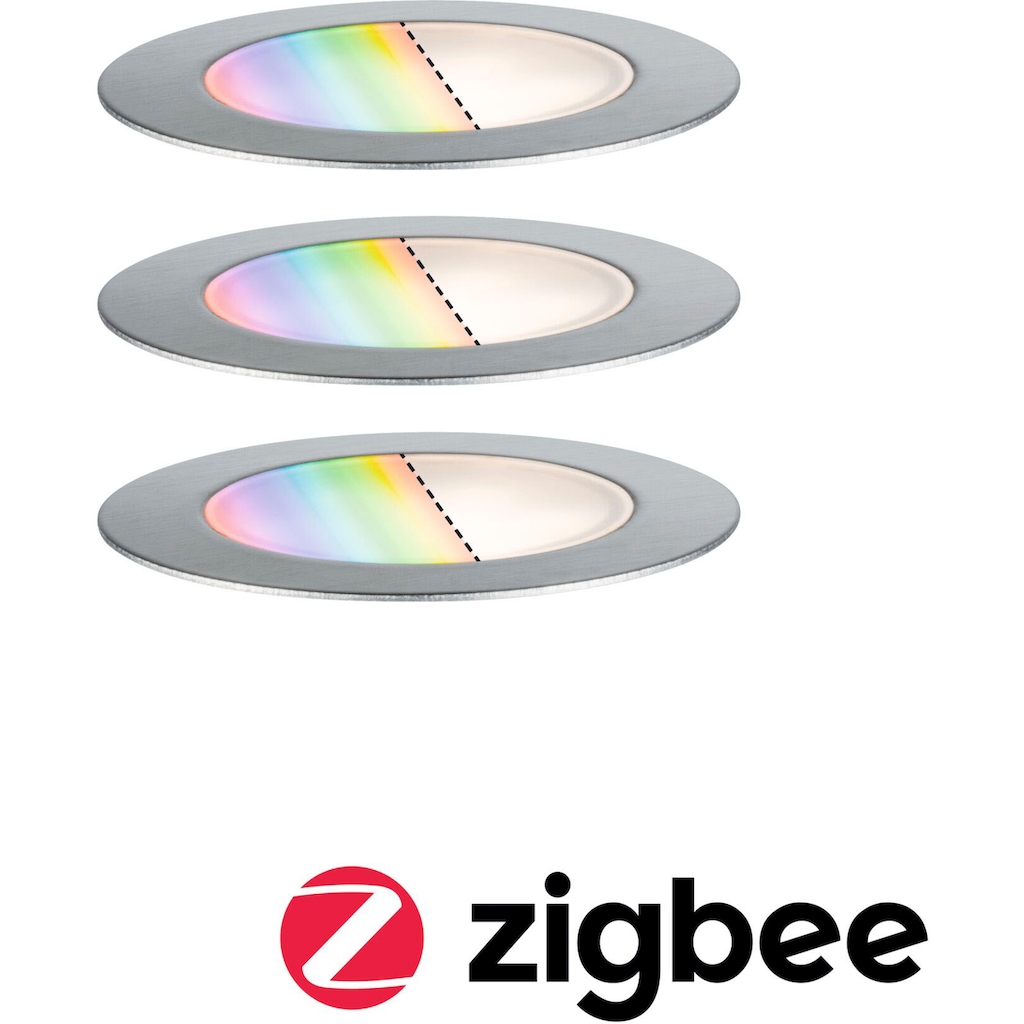 Paulmann LED Gartenleuchte »Outdoor Plug & Shine Einbauleuchte Floor Set RGBW IP67 ZigBee«, 3 flammig-flammig, IP67, ZigBee RGBW