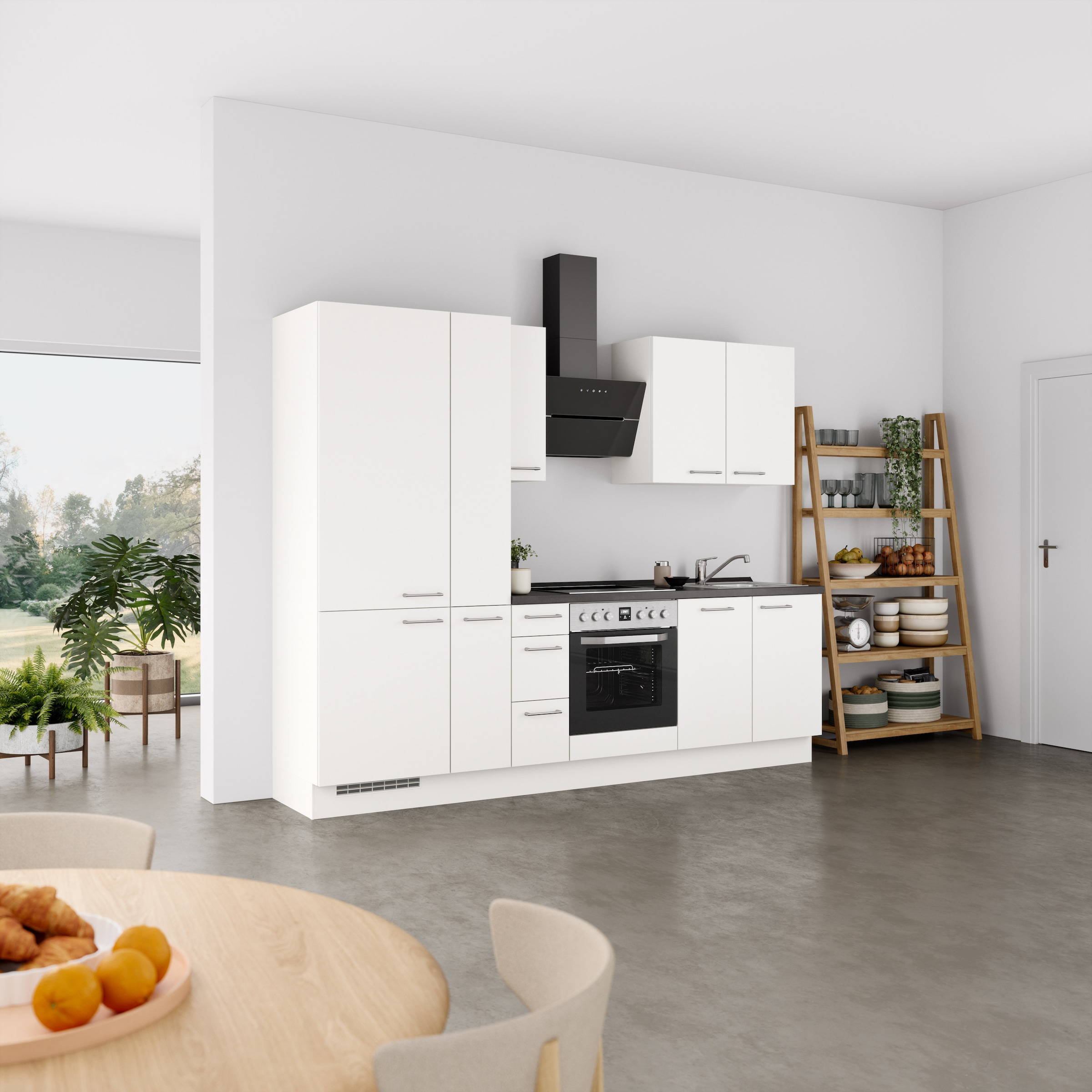 nobilia® Küchenzeile »"Laser II", Ausrichtung wählbar, Breite 270 cm«, vormontiert, wahlw. mit unterschiedlichen E-Geräten-Sets