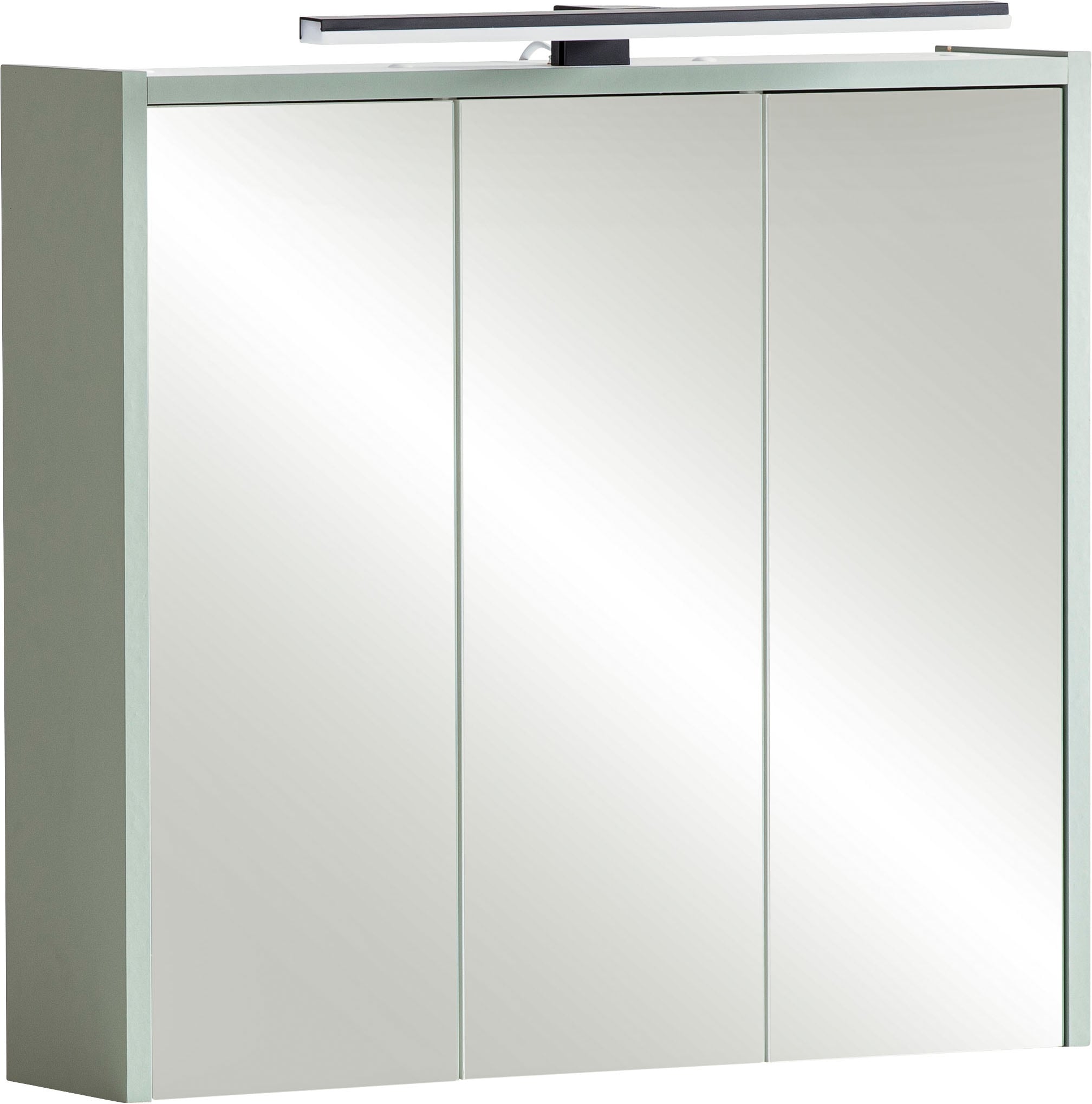 Schildmeyer Spiegelschrank "PIAZZA, inkl. Beleuchtung, Breite 65 cm, 3 Türen, MADE IN GERMANY" 1 Stk. tlg. Schalter-/Steckdosenkombination hinter der Tür, MADE IN GERMANY