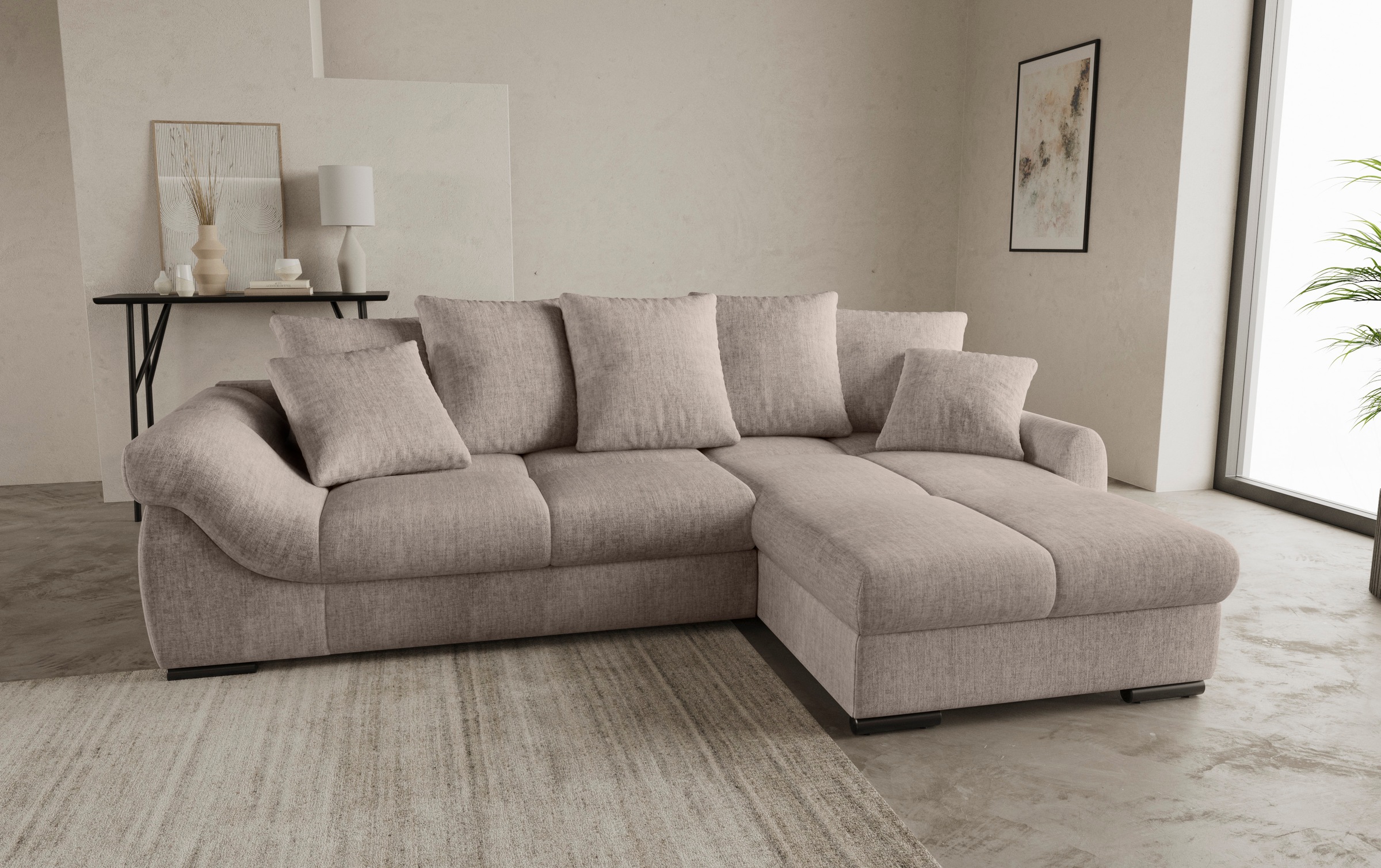 Mr. Couch Ecksofa "Livorno L-Form", inkl. Hochschläfer-Bettauszug, XL-Bettk günstig online kaufen