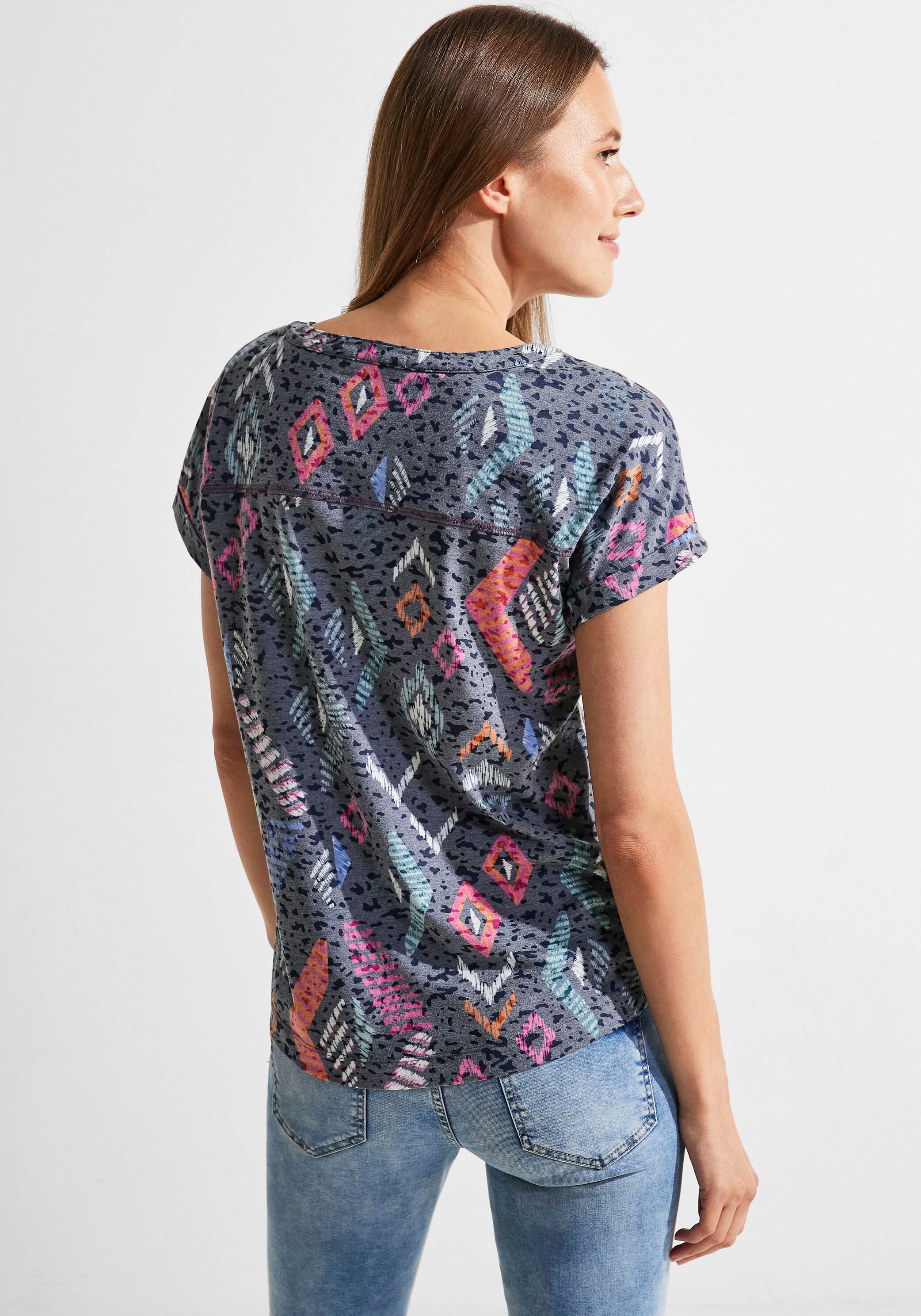 Cecil T-Shirt, für BAUR mit Muster | bestellen Ausbrenner