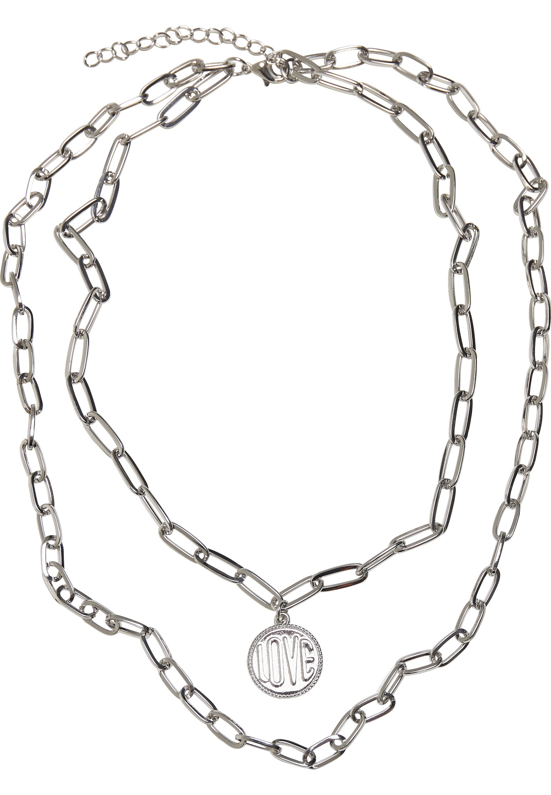 URBAN CLASSICS Damen Edelstahlkette "Urban Classics Damen Love Basic Necklace", onesize, Eisen, silber, Eisen, Halsketten