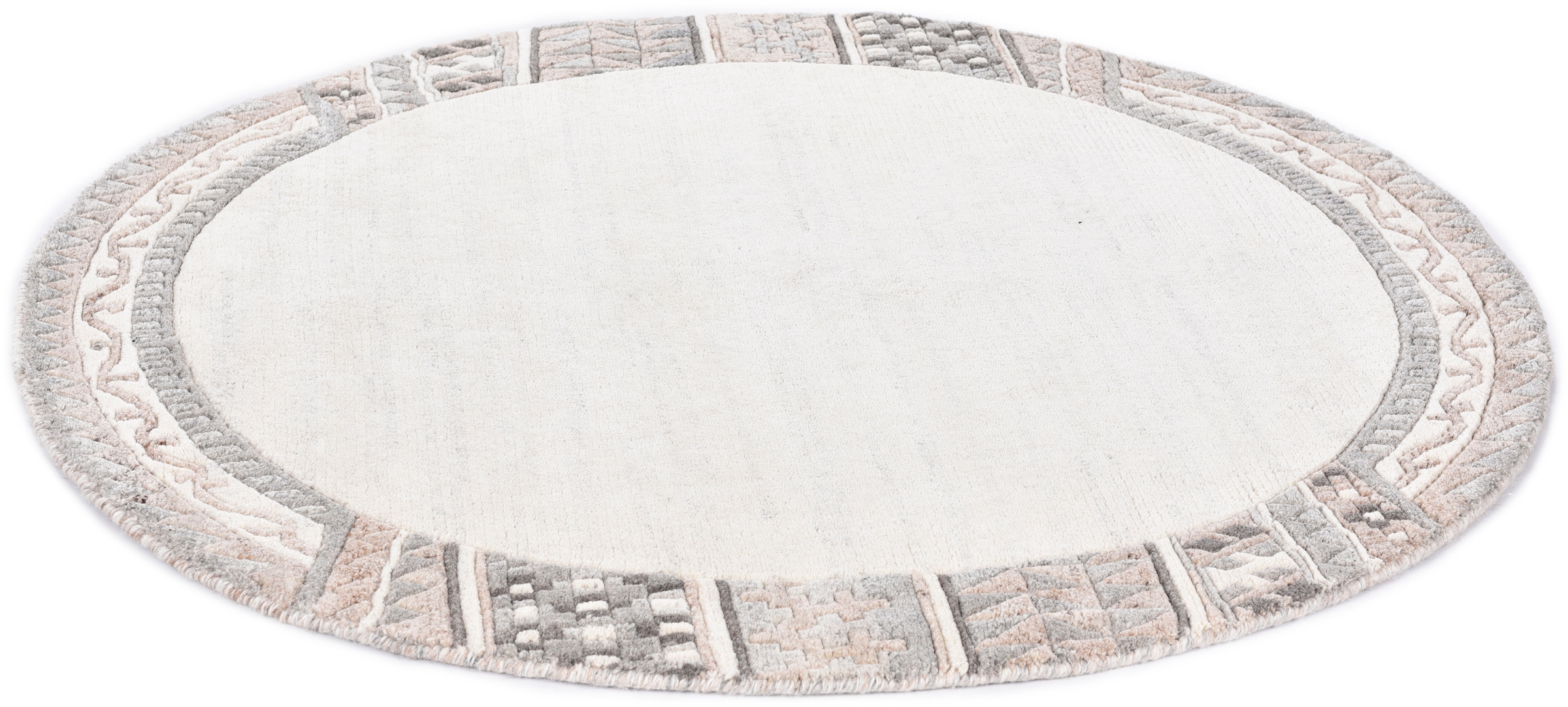 Wollteppich »Royal Natur 6030«, rund, reine Wolle, handgetuftet, mit Bordüre