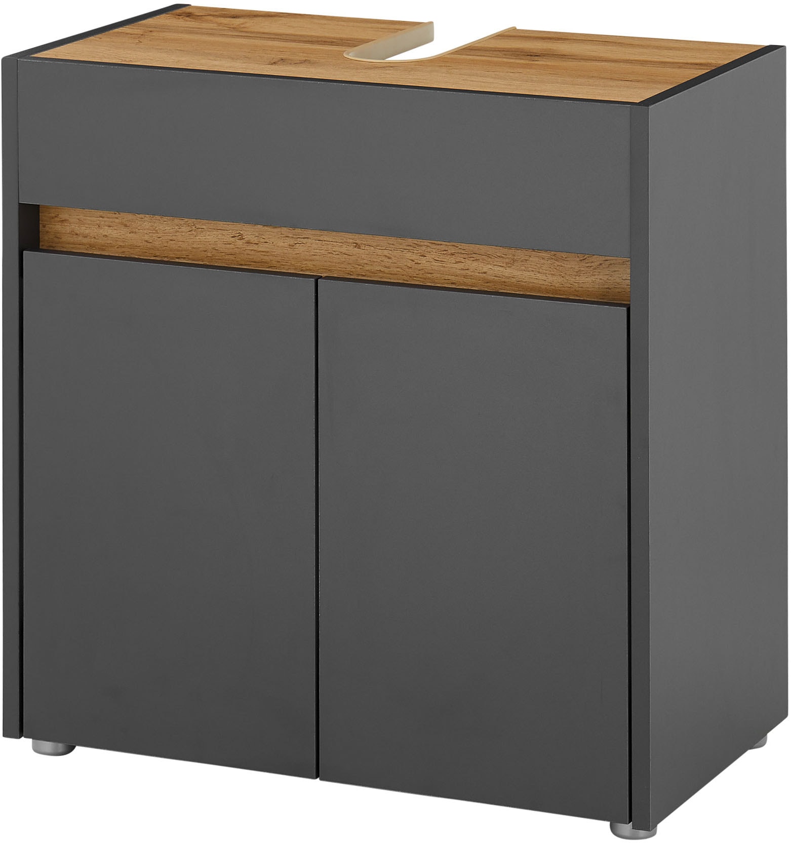 Home affaire Waschbeckenunterschrank "CITY/GIRON, Waschtisch mit Griffmulde, Badschrank in zeitlosem Design" in den Farben Weiß und Anthrazit verfügbar, viel Stauraum