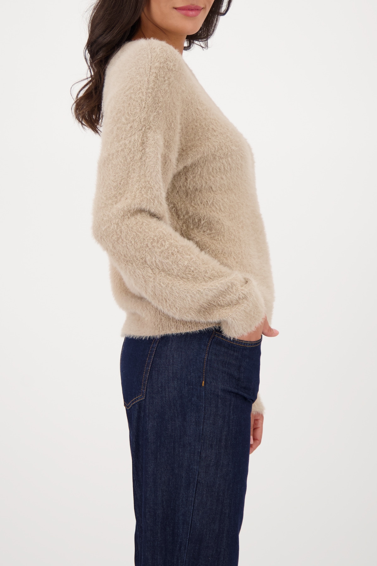 Monari Strickpullover »Pullover Plüsch«, Regular fit mit Rundhalsausschnitt