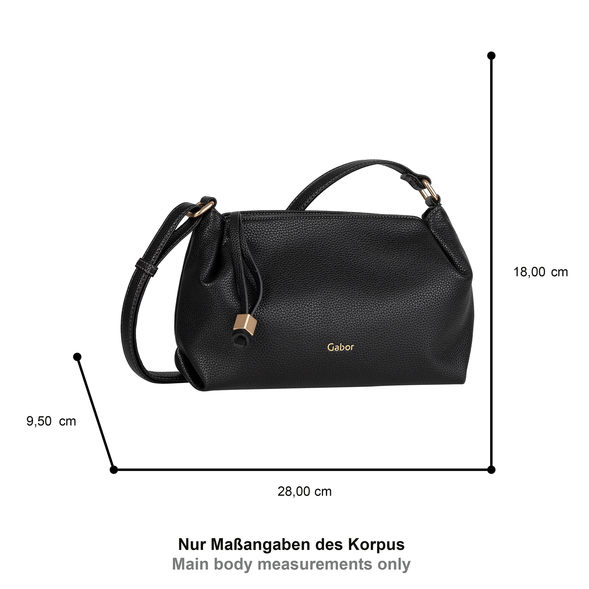 Gabor Umhängetasche »Telia«, dezente Falten, eleganter Reißverschlusszipper mit goldenem Zierkubus