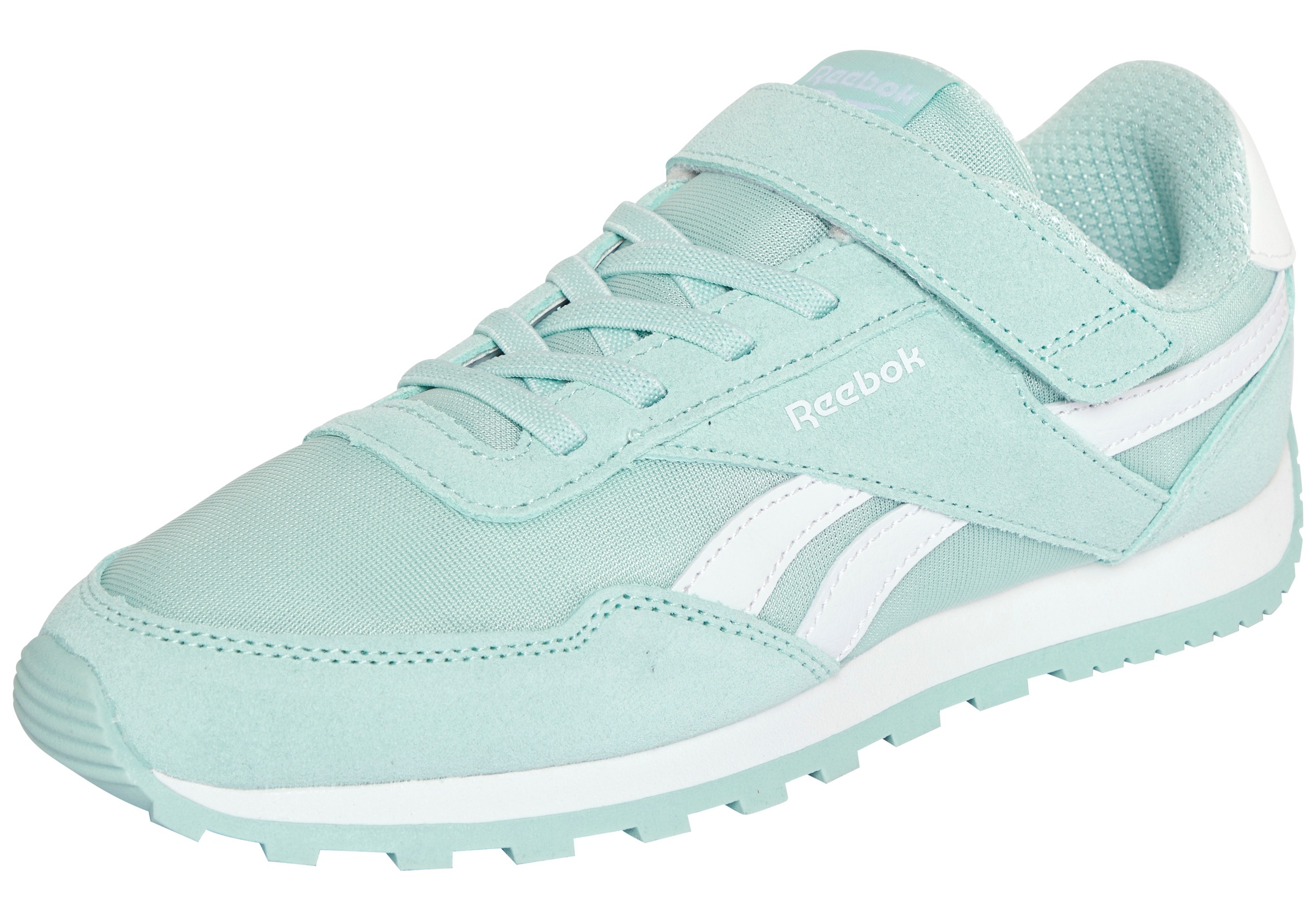 REEBOK CLASSIC Damen Sneaker "REEBOK GLIDE LOW ELASTIC & TOP STRAP", Gr. 32glitchaqua, glitchaqua, weiß, Leder, Synthetik, Textil, Schuhe