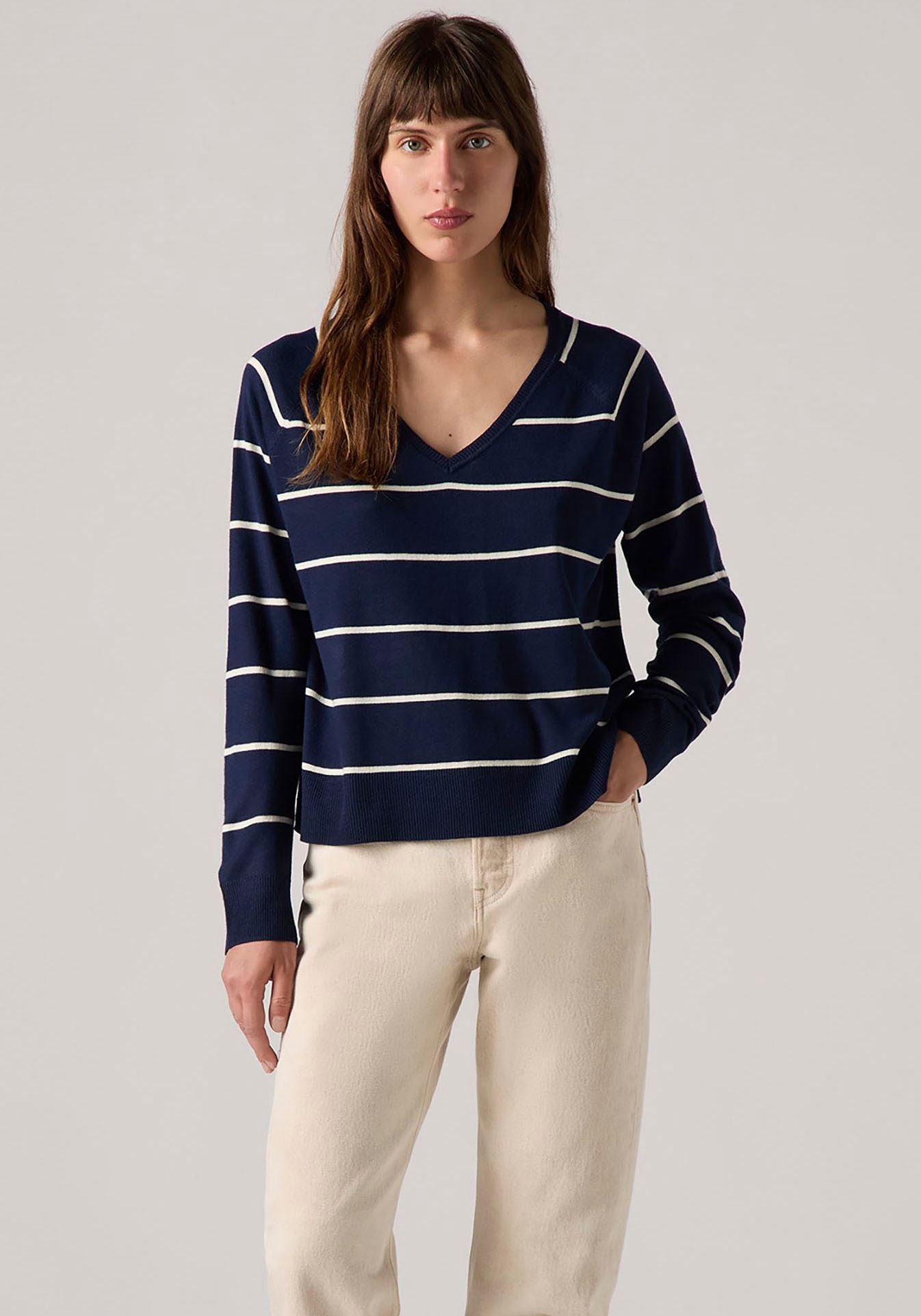 Levi's® Longpullover »PETAL VNECK SWEATER«, mit Rippbündchen