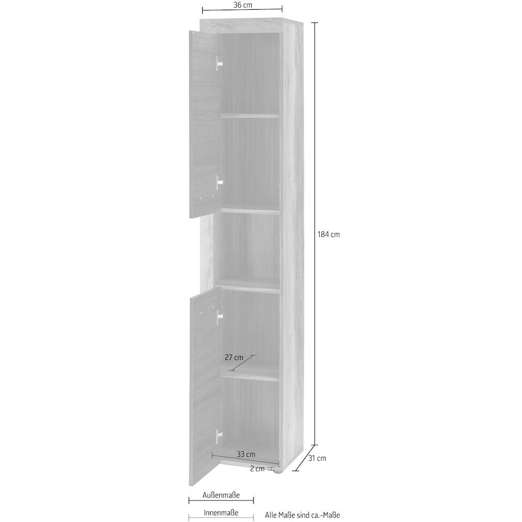 welltime Hochschrank »Carcassonne«, mit Rahmenoptik in Holztönen, Breite 36 cm