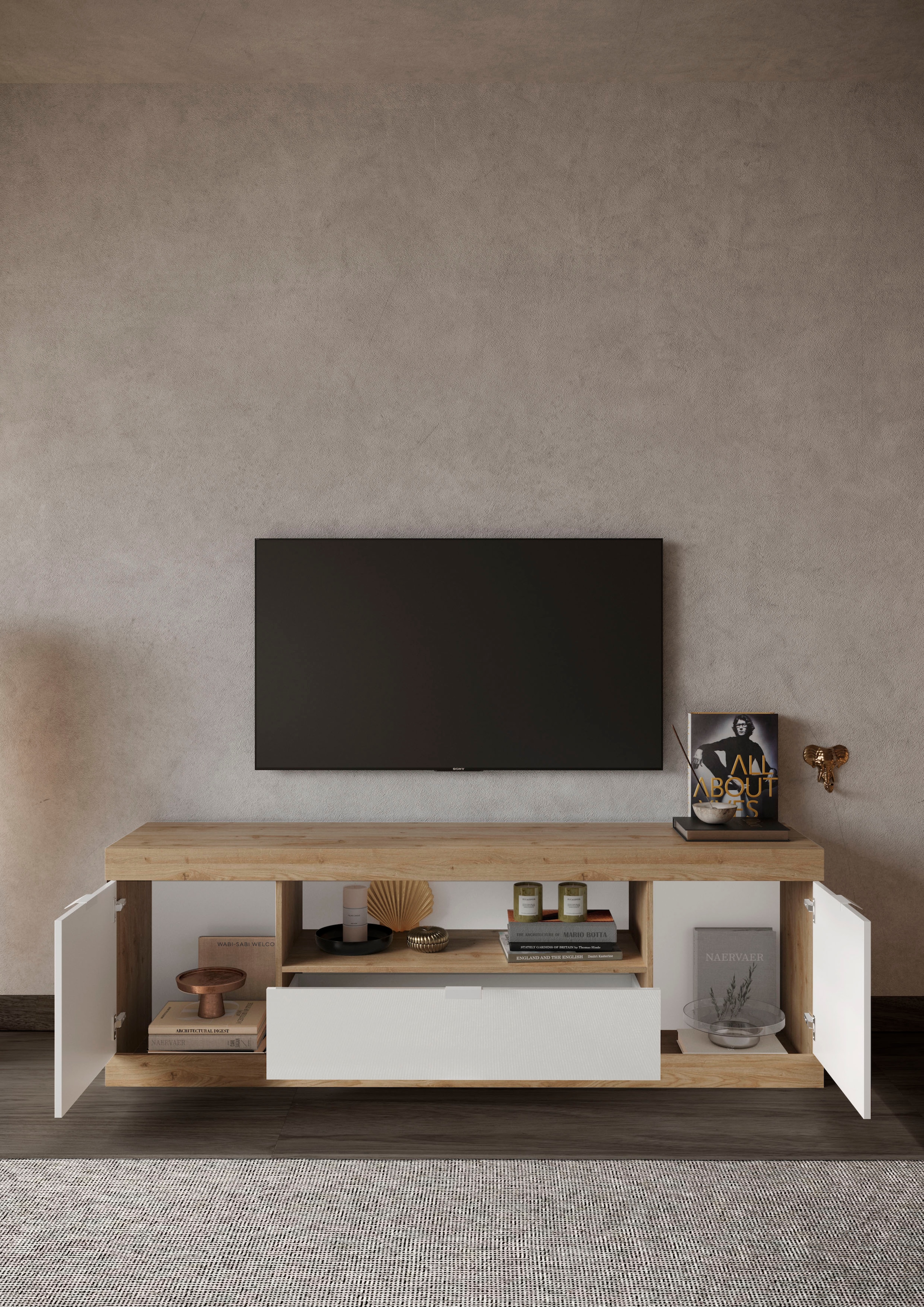 INOSIGN Lowboard »Slim, TV-Bank«, Breite 181 cm, weiß Hochglanz Lack