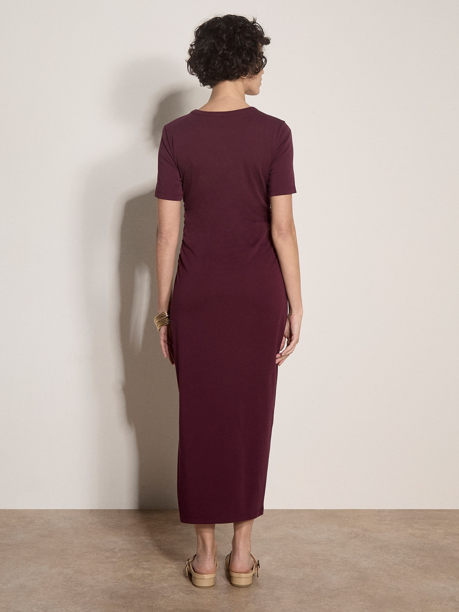 Apricot Midikleid »Plissiertes Kleid mit Rüschen« mit Raffungen