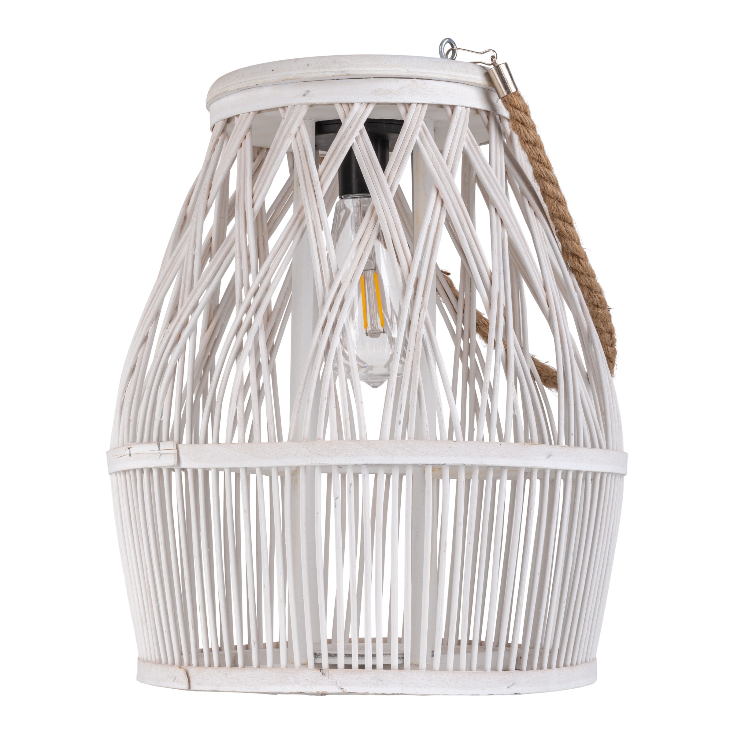 näve LED Solarleuchte »Korbinian« LED-Modul 1 Stk. Warmweiß Korbleuchte (Rattan) weiß mit LED Birne warmweiß, inkl. Akku, H: 34cm