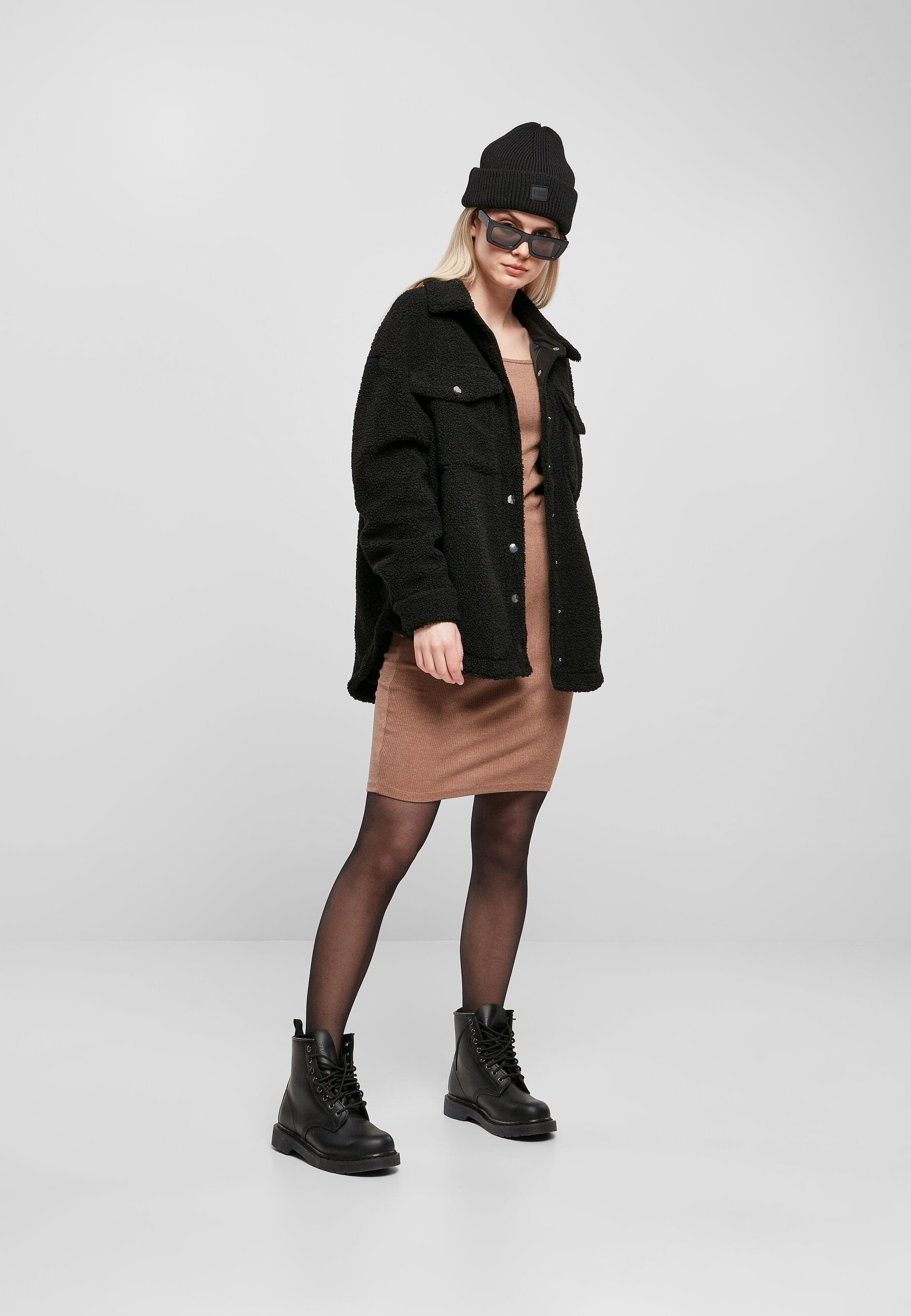 URBAN CLASSICS Langarmhemd »Urban Classics Damen Ladies Sherpa Overshirt«, (1 tlg.)