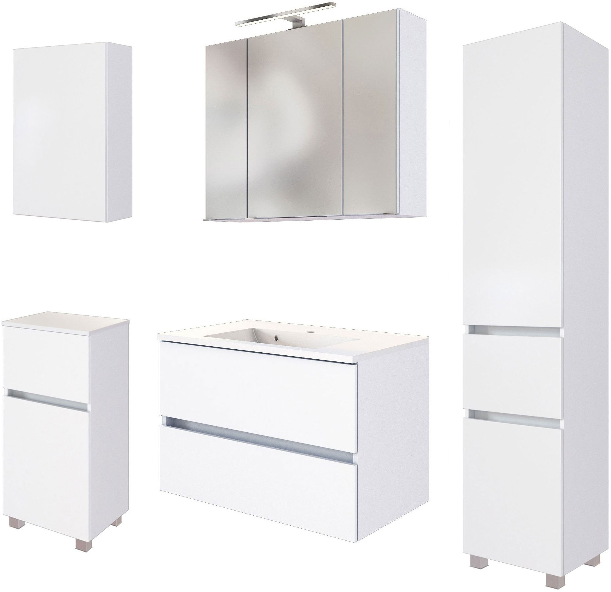 welltime Badmöbel-Set "Welltime Möbel Baabe Waschtisch-Set 3tlg. oder 5tlg. günstig online kaufen