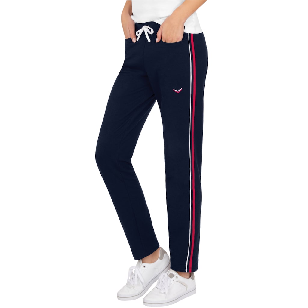 Trigema Jerseyhose »TRIGEMA Lange Jogginghose mit Seitenstreifen«, (1 tlg.)