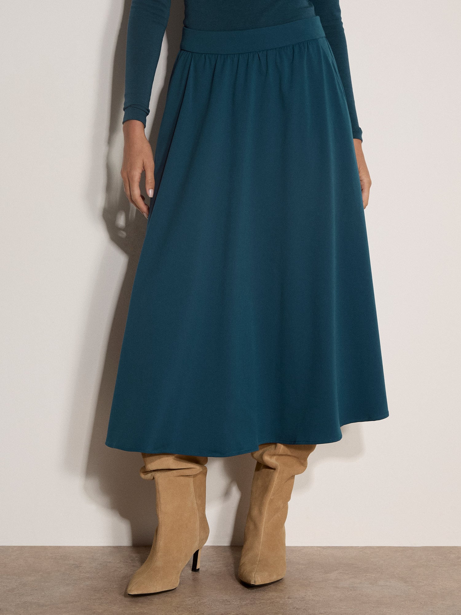 Apricot Midirock "Wadenlanger A-Linien Rock" aus gebürstetem Twill