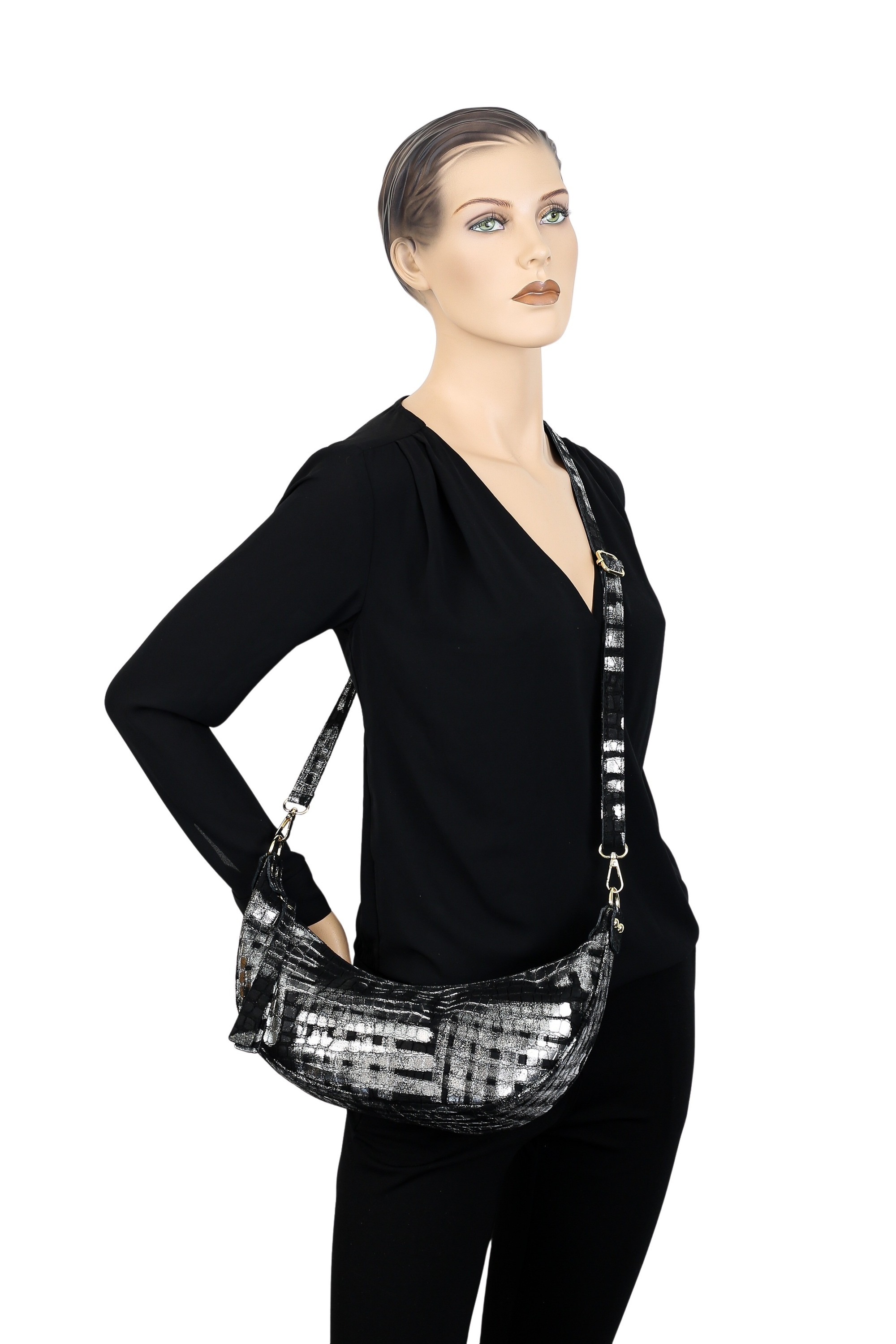 COLLEZIONE ALESSANDRO Schultertasche »Silbermond«, elegant-luxuriöse Tasche mit silber-Finish
