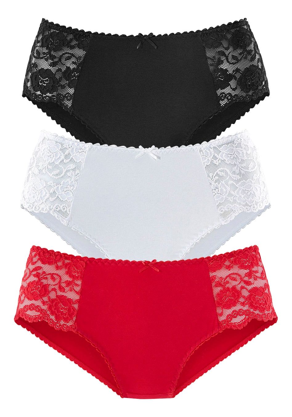 Damen Hüftslip, PETITE FLEUR BY LASCANA, Gr. 40, rot, Jersey, Obermaterial: 93% Baumwolle, 7% Elasthan. Spitze: 95% Polyamid, 5% Elasthan, unifarben,