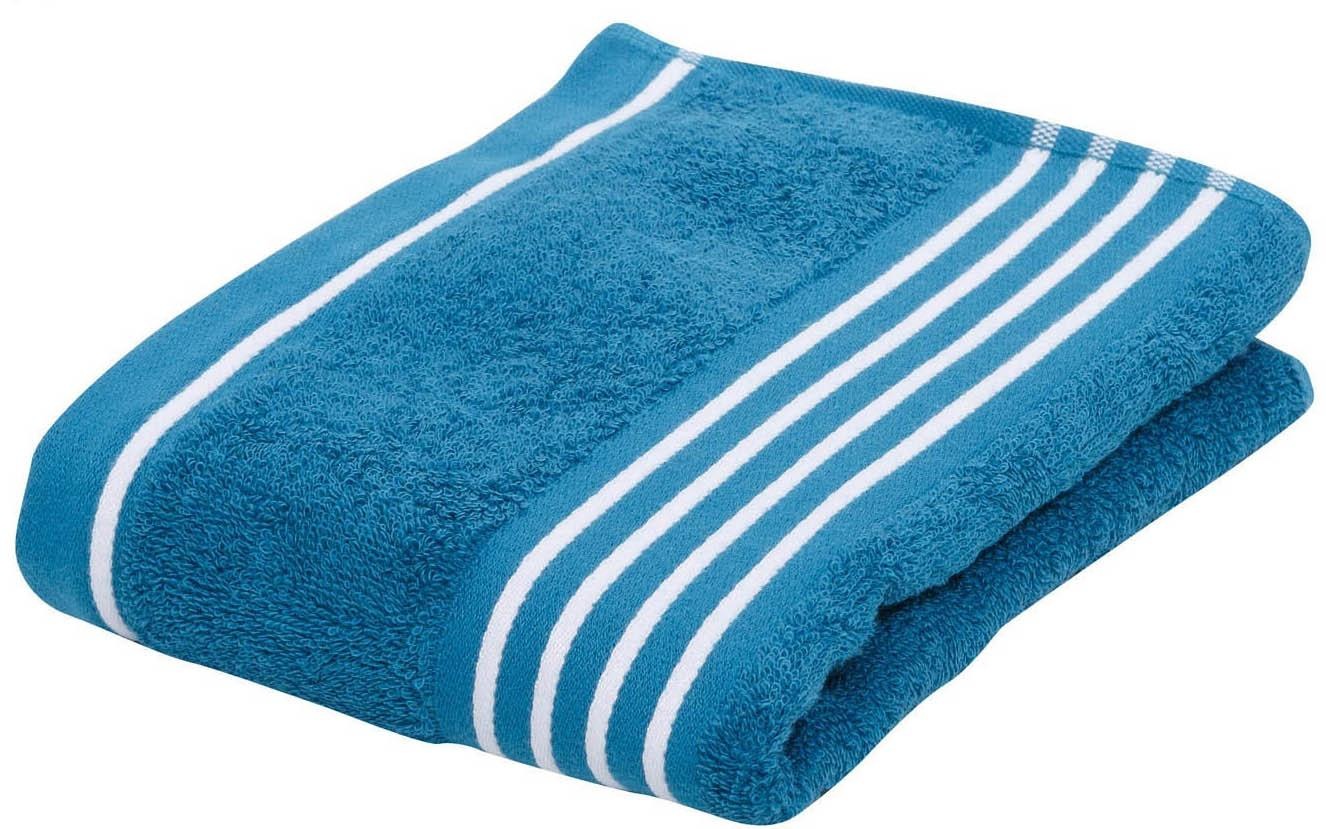 Handtücher GÖZZE, B:50cm L:100cm, blau, Walkfrottee, Obermaterial: 100% Baumwolle, Badezimmer, Handtücher, "Rio", im Set, mit frischer Streifenbordüre