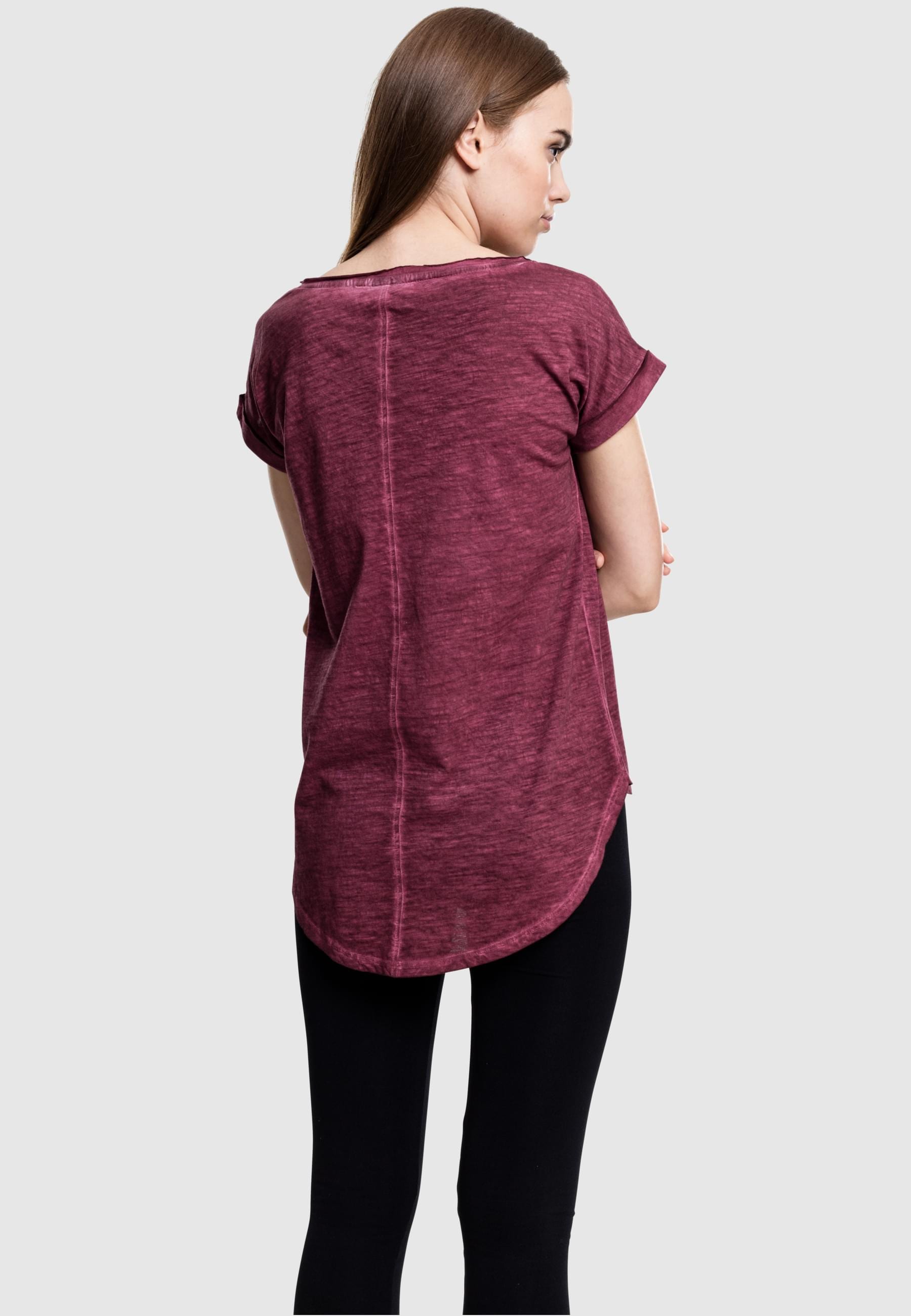 URBAN CLASSICS Kurzarmshirt »Urban Classics Damen Ladies Long Back Shaped Spray Dye Tee«, (1 tlg.)