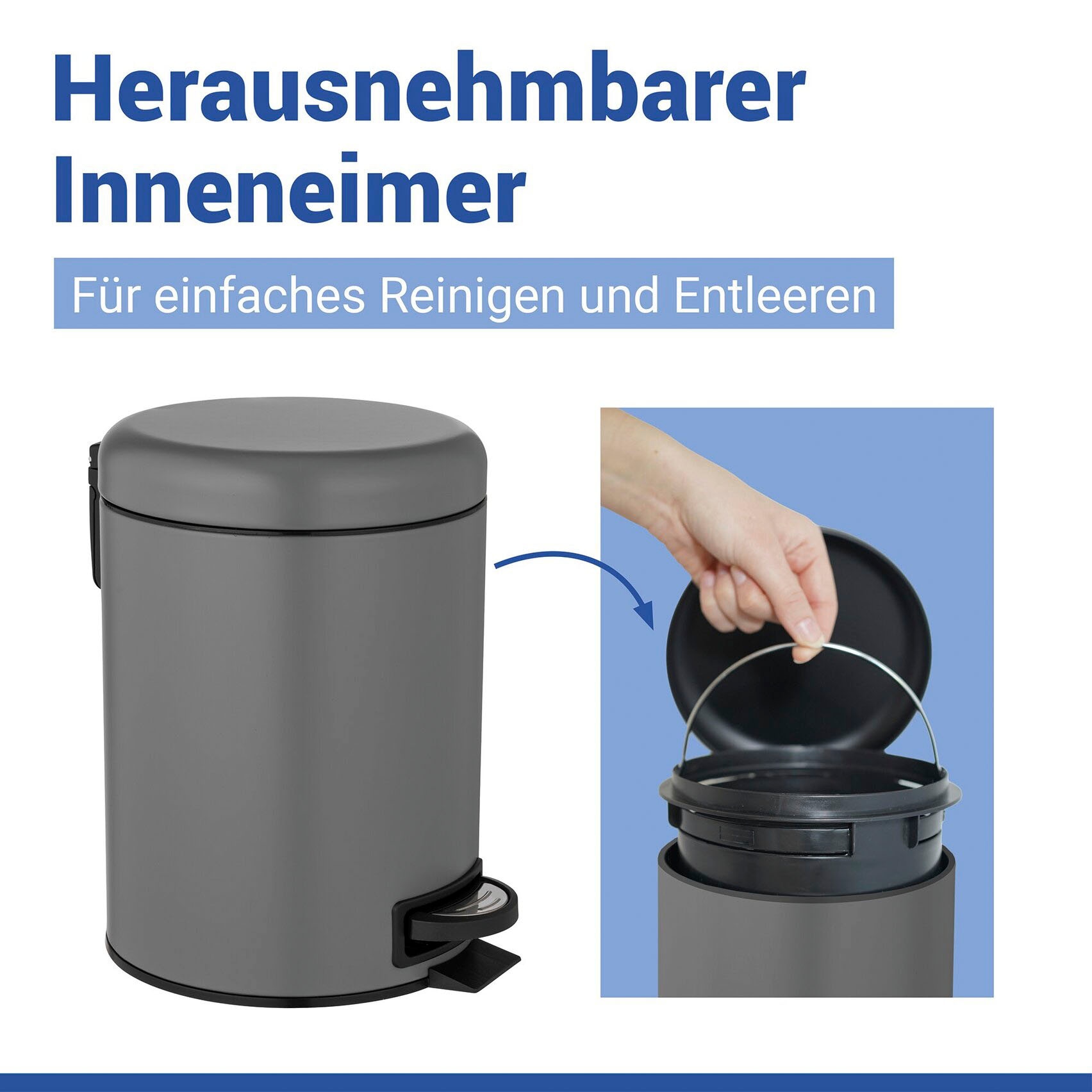 WENKO Kosmetikeimer »Leman« 5 Liter, BxTxH: 21x28x24 cm