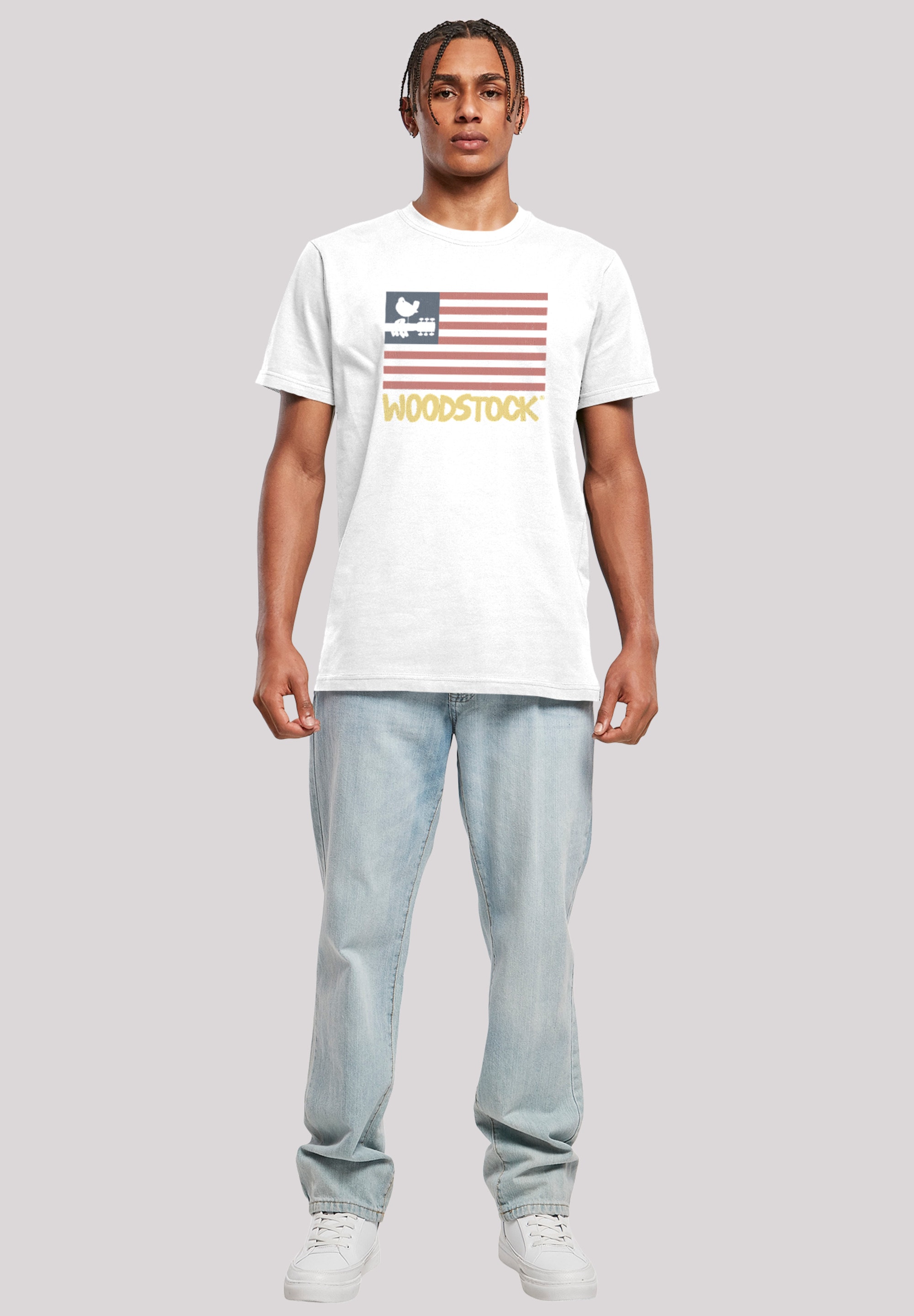F4NT4STIC T-Shirt »Woodstock USA Flag«, Herren,Premium Merch,Regular-Fit,Basic,Bandshirt