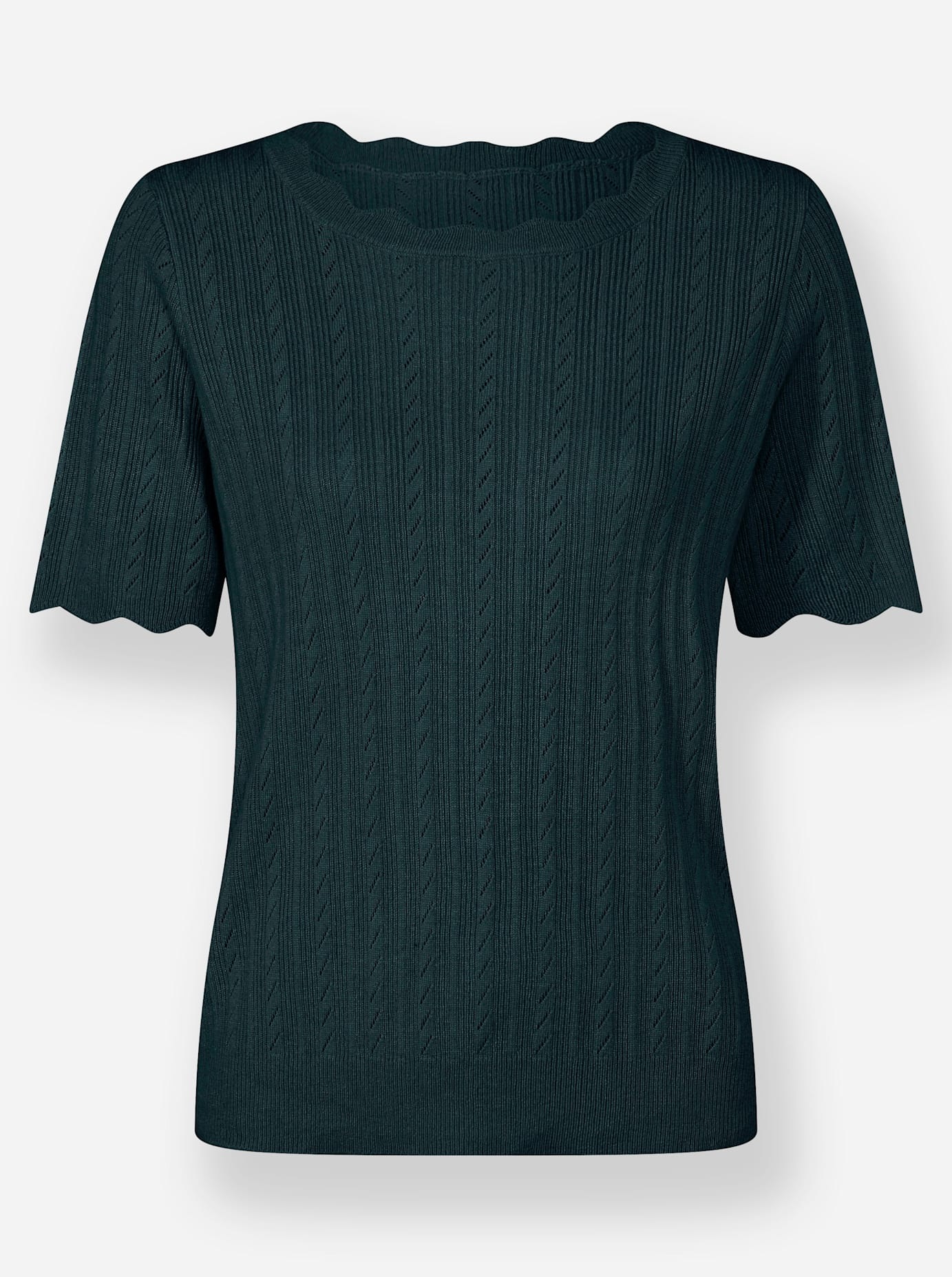 INSPIRATIONEN Kurzarm-Pullover Damen Petrol 38 3