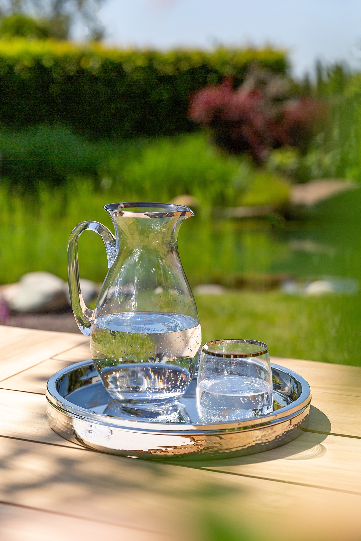 Fink Karaffe »PLATINUM, Glaskrug, Höhe ca. 25 cm«, (1 tlg.), Wasserkrug aus Glas mit Platinumrand, Fassungsvermögen ca. 1,9 Liter