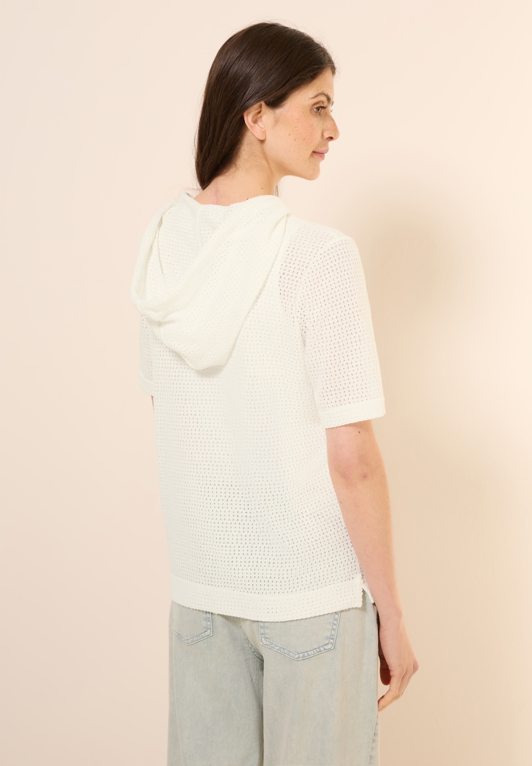 Cecil Kurzarmpullover, mit Kapuze und in Strick-Optik