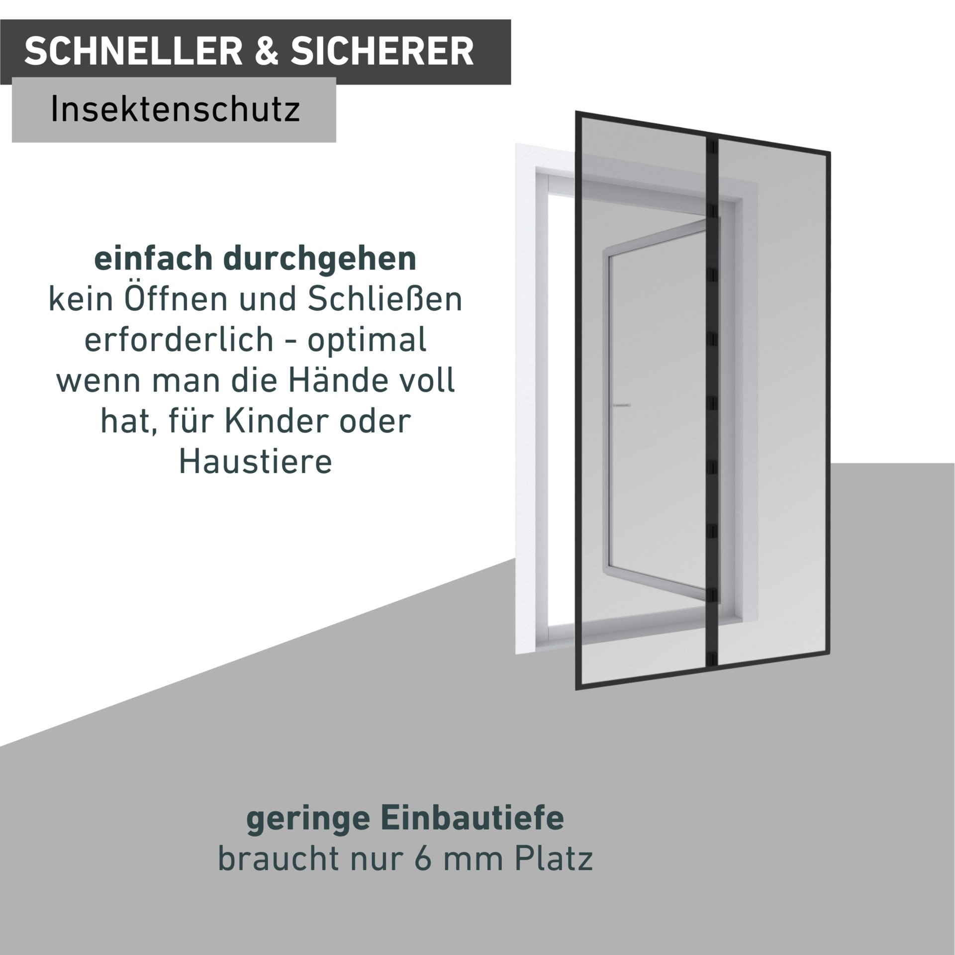 Windhager Insektenschutz-Vorhang »Basic für Balkon- und Terrassentüren, Fliegengitter Magnetvorhang« Packung, 1 Stk. tlg. Insektenschutz mit Magneten, ohne bohren, 95 x 215 cm, anthrazit