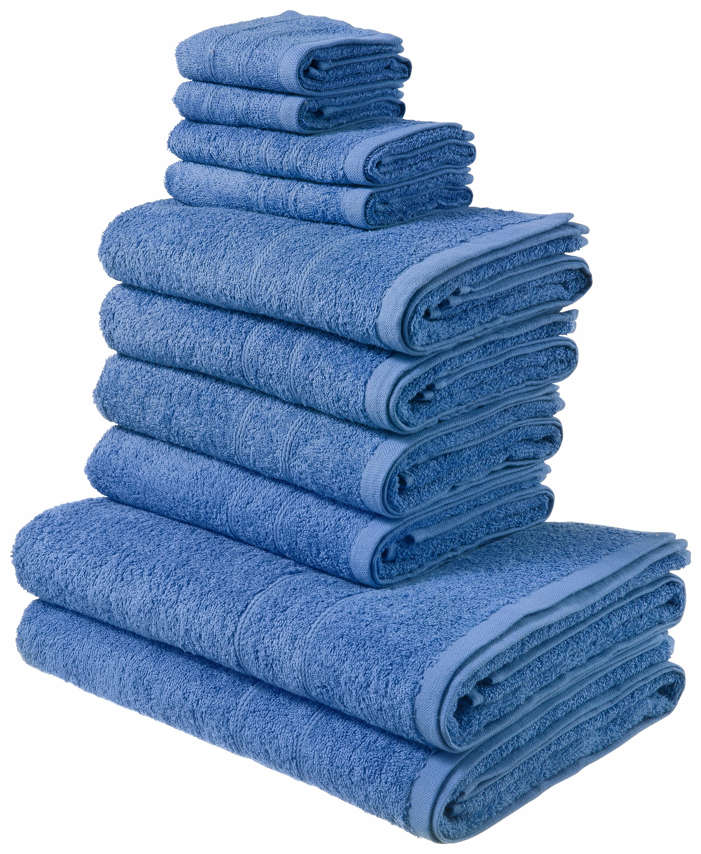 Handtuch Set MY HOME, blau, Obermaterial: 100% Baumwolle, Handtuch-Sets, "Inga, Duschtücher, Handtücher, Gästetücher, Seiftücher", Handtücher mit