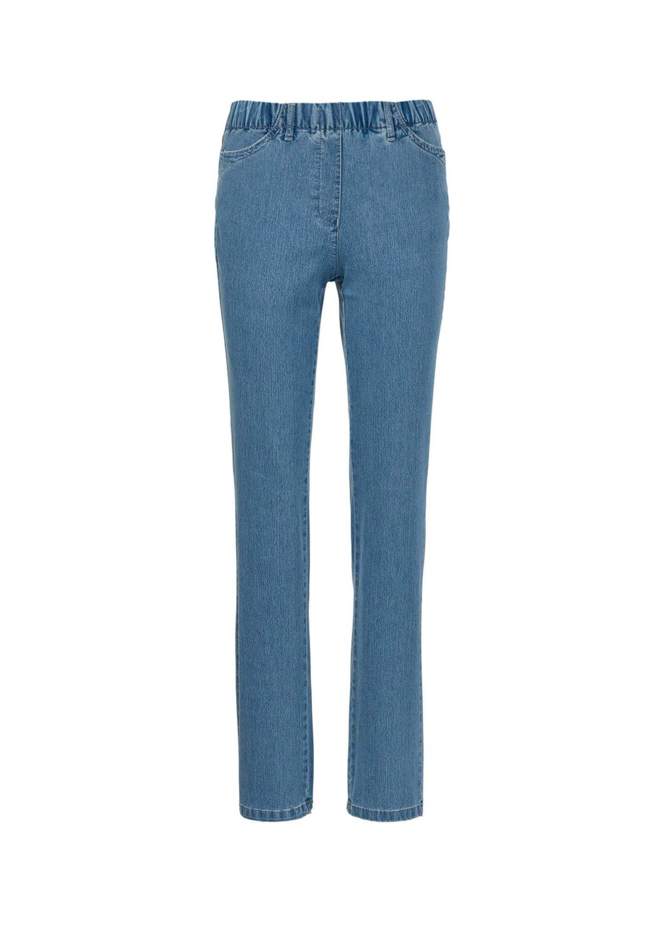 GOLDNER Damen Regular-fit-Jeans "Edel geschmückte Jeansschlupfhose LOUISA", blau, Gr. 38, Obermaterial: 75% Baumwolle CO. 23% Polyester PES. 2%