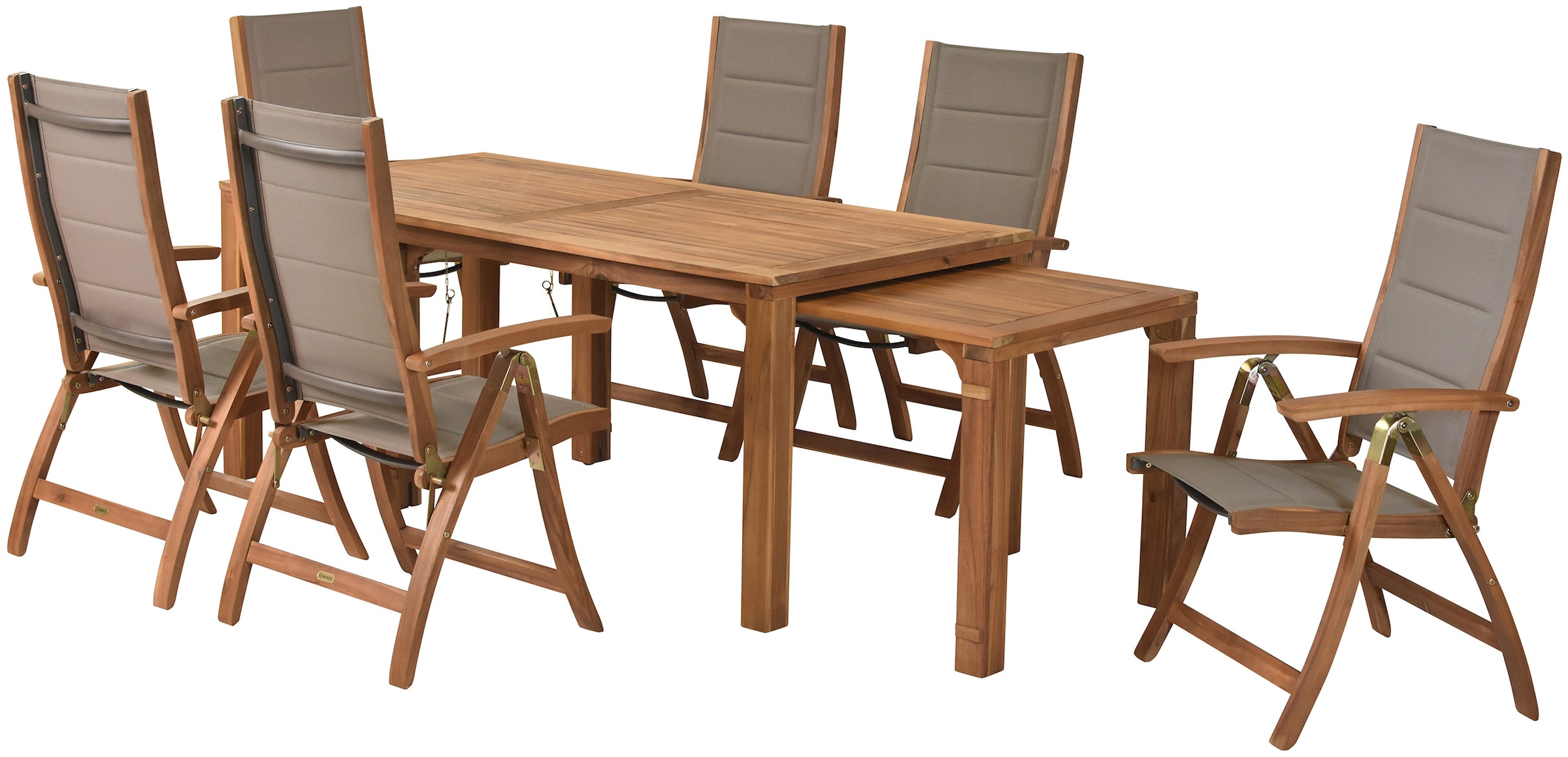 Garten-Essgruppe MERXX "Acapulco", beige (natur, grau), Polyester, Massivholz, Polyester, Sitzmöbel-Sets