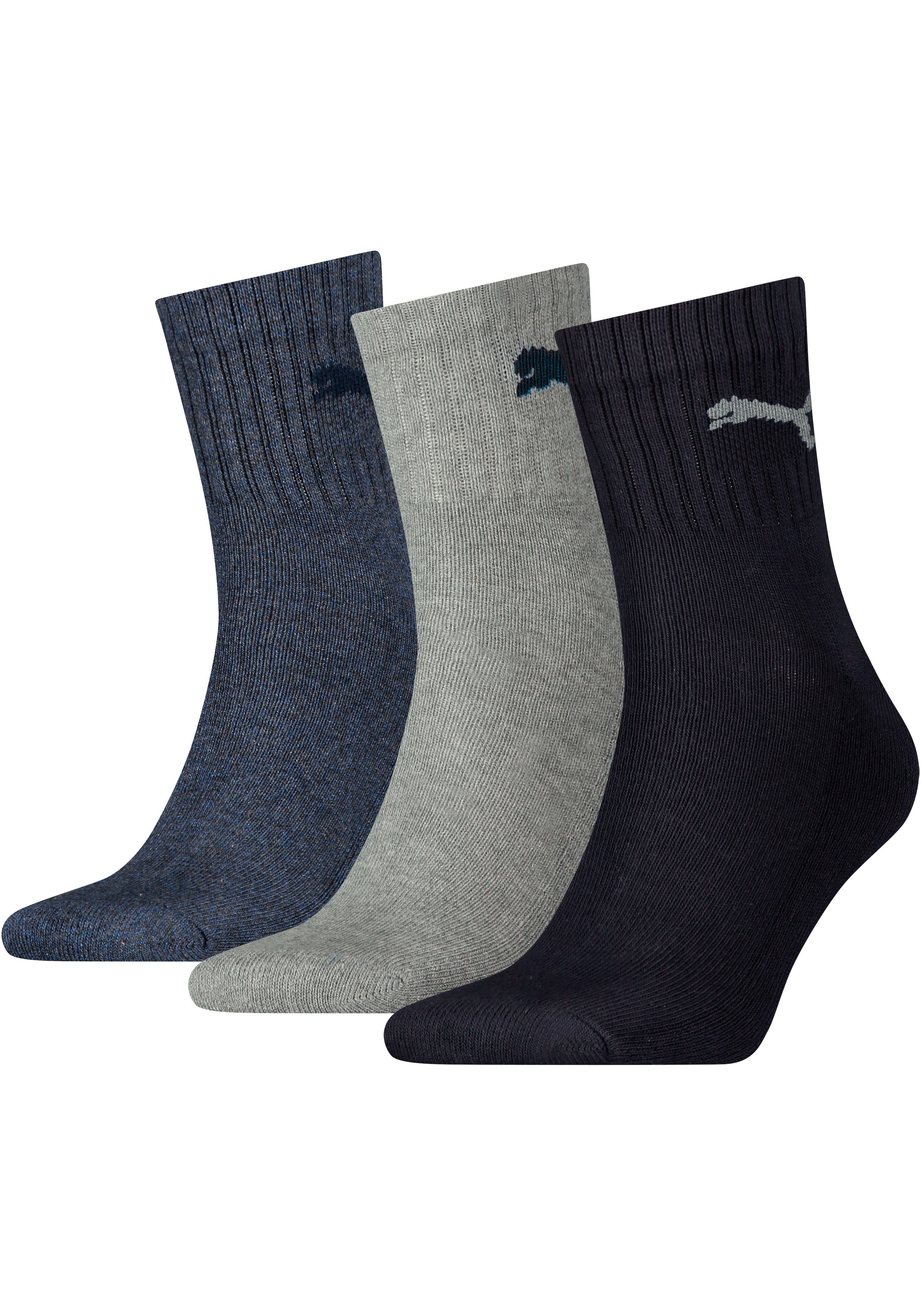 PUMA Sportsocken "short crew" 3 Stk. tlg. gepolsterte Frottee-Sohle, atmung günstig online kaufen