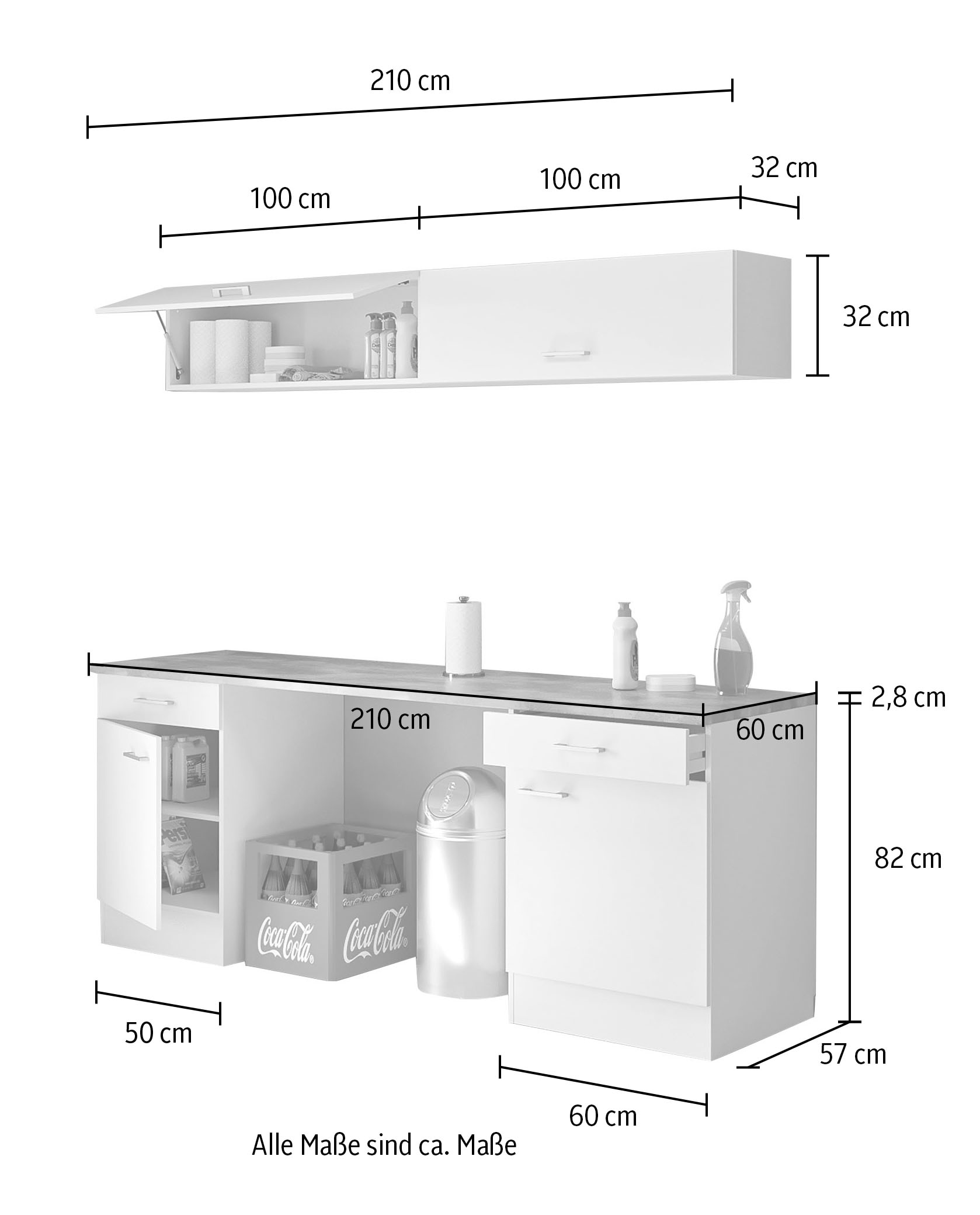 Flex-Well Mehrzweckschrank-Set »L-210-1617-000-Lucca«, (Komplett-Set), Gesamtbreite 210 cm