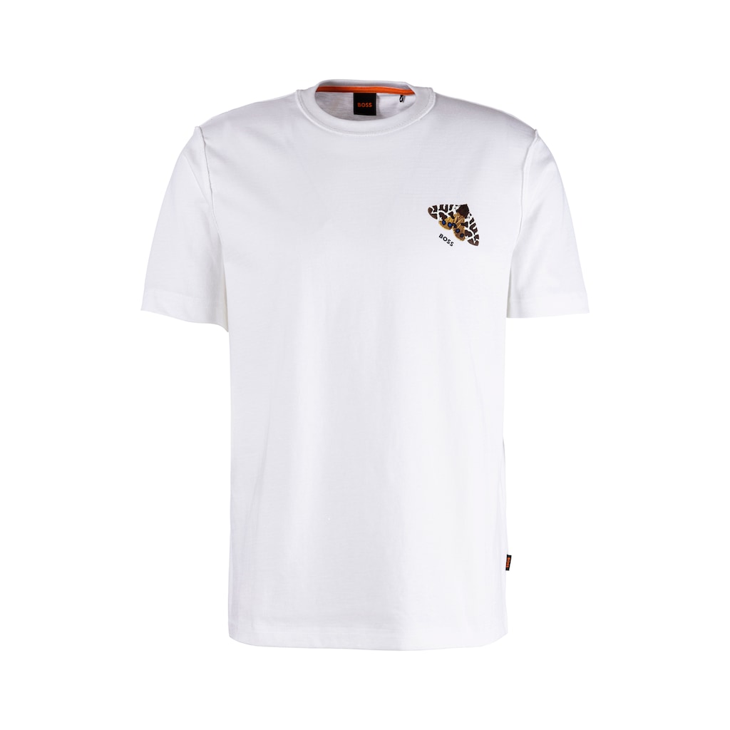 BOSS ORANGE T-Shirt »TeeButterflyBoss«, mit Print auf der Brust Schmetterling oder Schriftzug